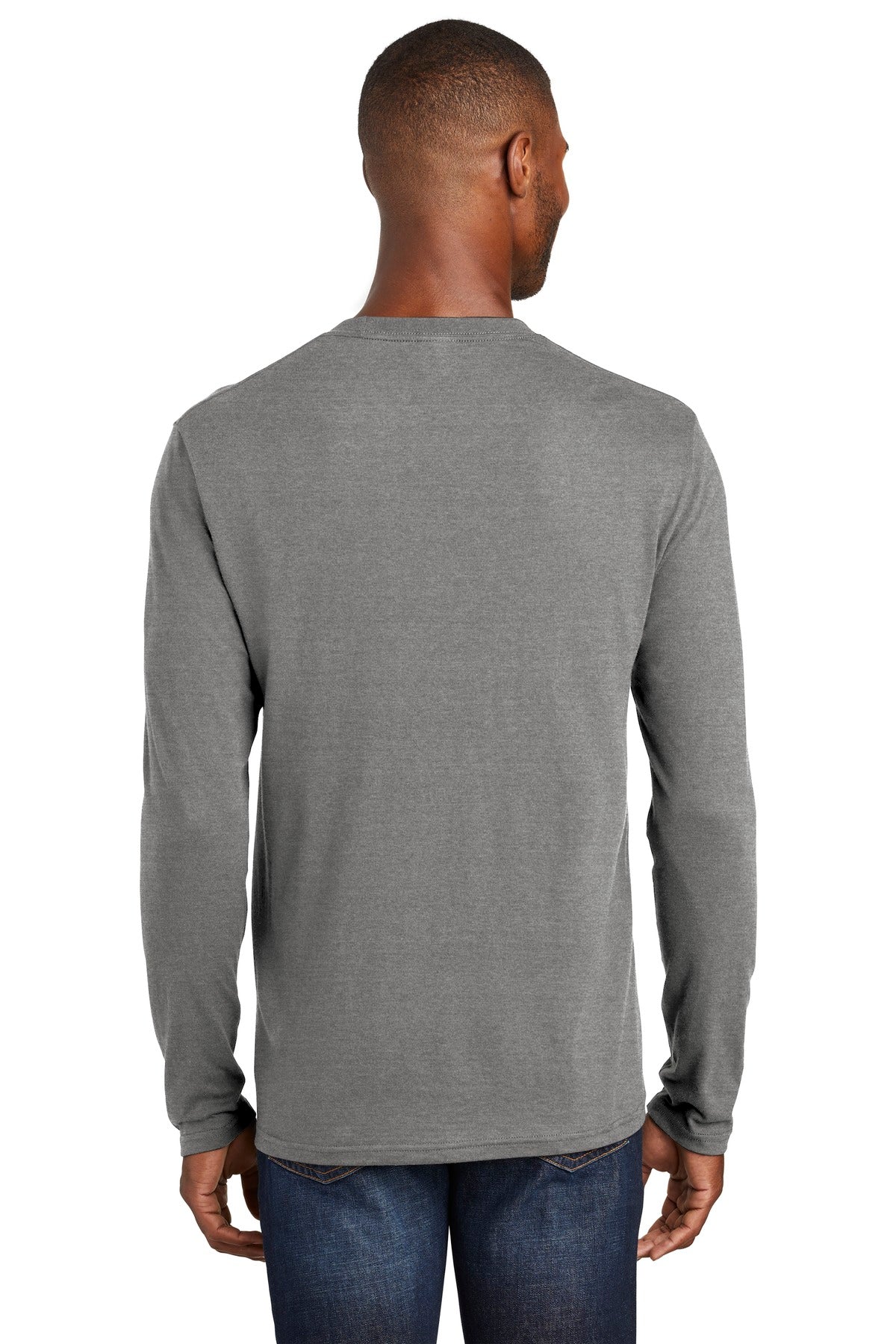 Custom Embroidered Port & Company Long Sleeve Fan Favorite Blend Tee. PC455LS,Graphite Heather