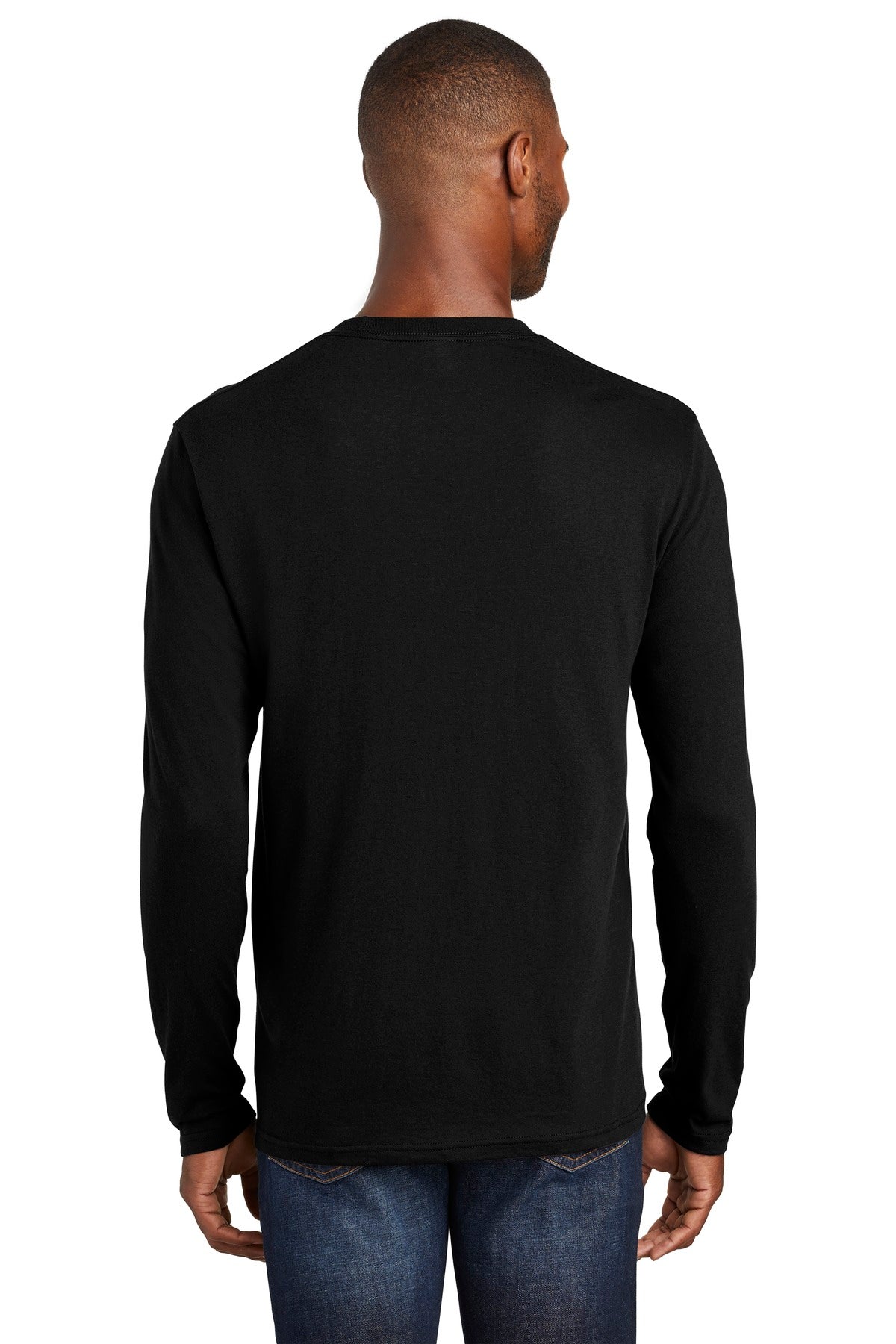Custom Embroidered Port & Company Long Sleeve Fan Favorite Blend Tee. PC455LS,Jet Black