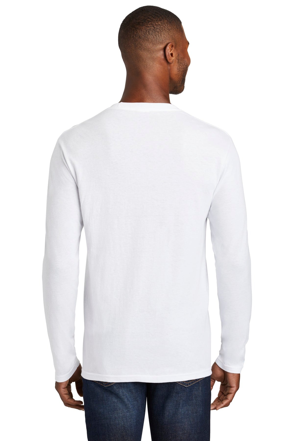 Custom Embroidered Port & Company Long Sleeve Fan Favorite Blend Tee. PC455LS,White