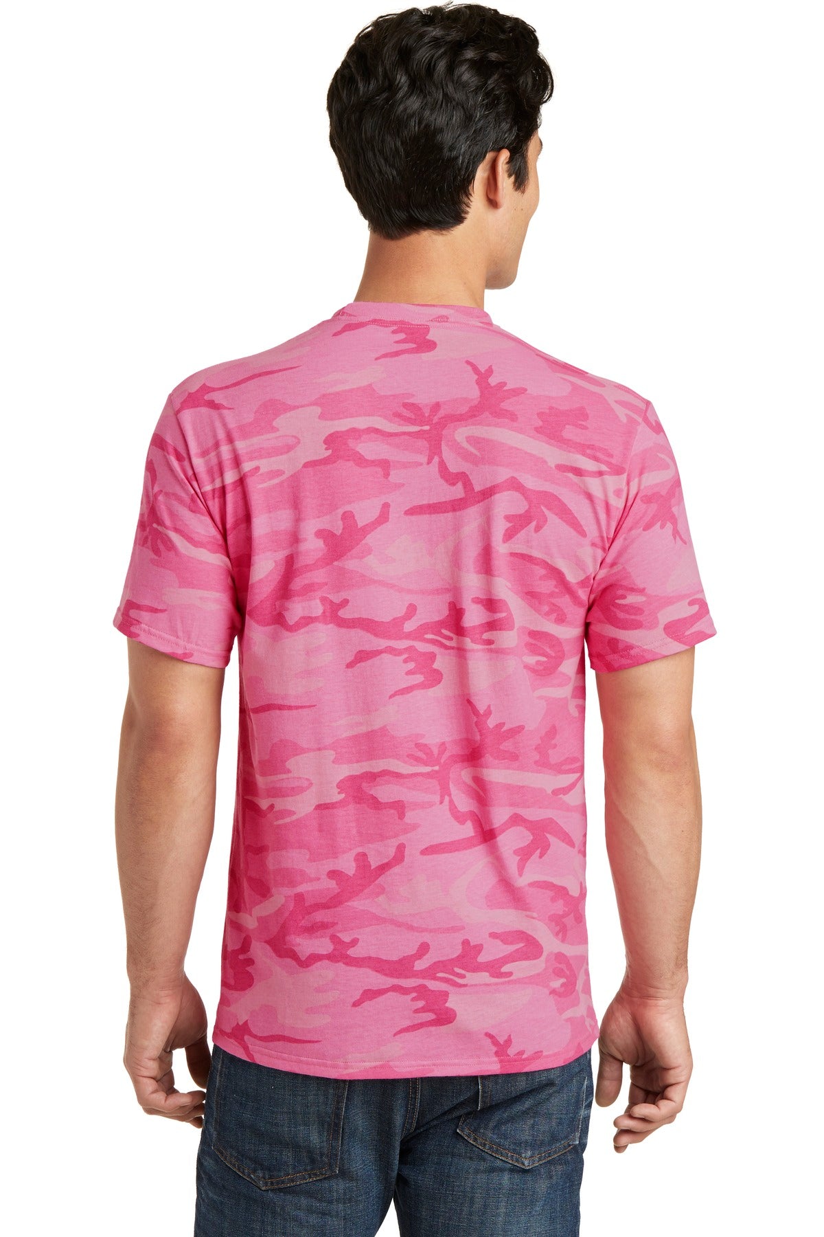 Custom Embroidered Port & Company Core Cotton Camo Tee. PC54C,Pink Camo