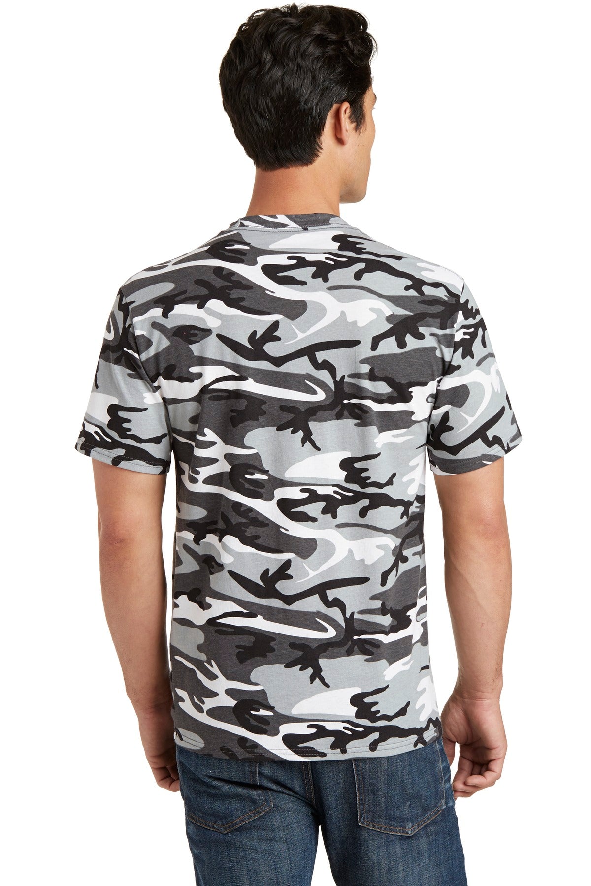 Custom Embroidered Port & Company Core Cotton Camo Tee. PC54C,Winter Camo