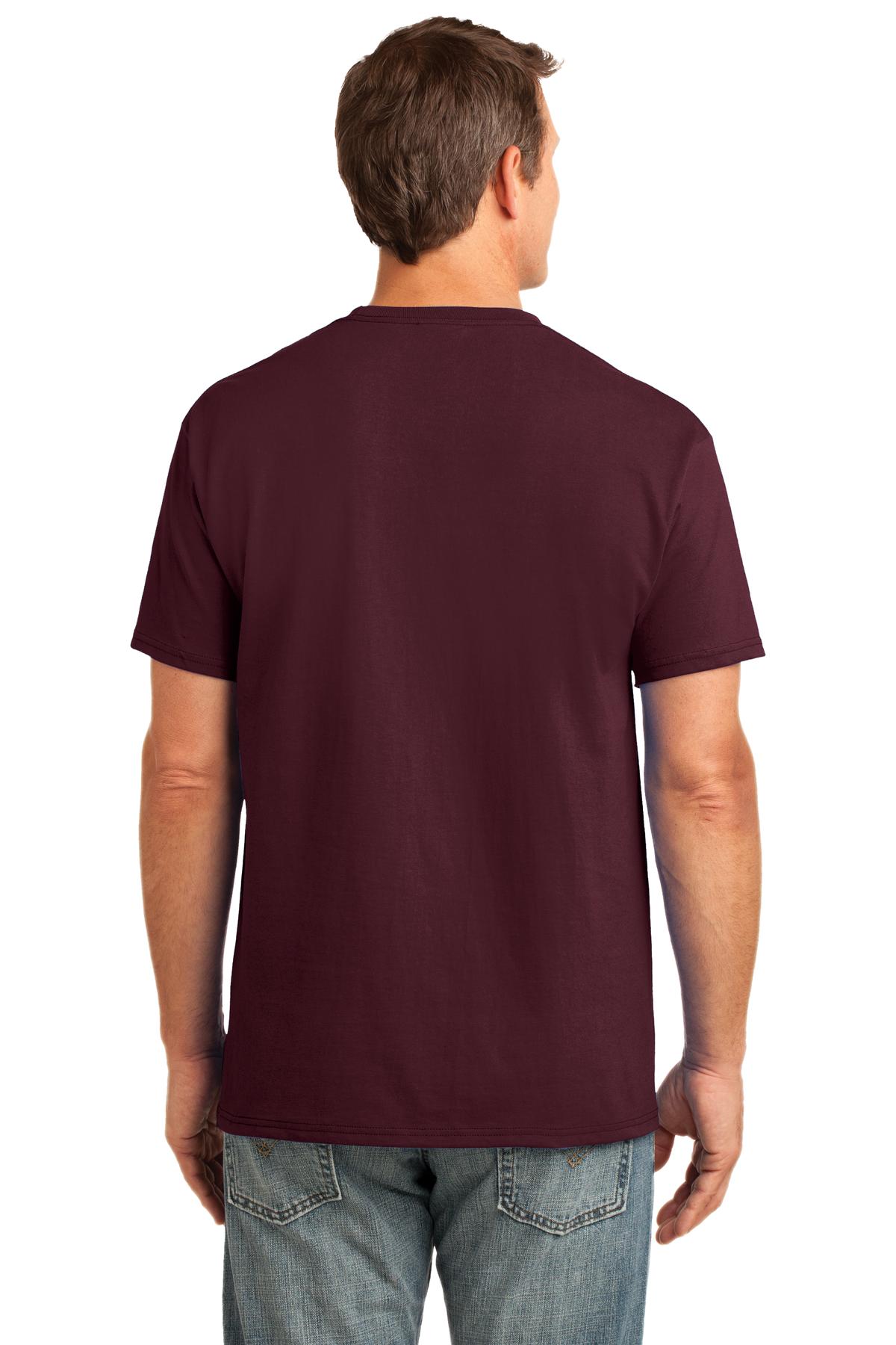 Custom Embroidered Port & Company Core Cotton Pocket Tee. PC54P,Athletic Maroon