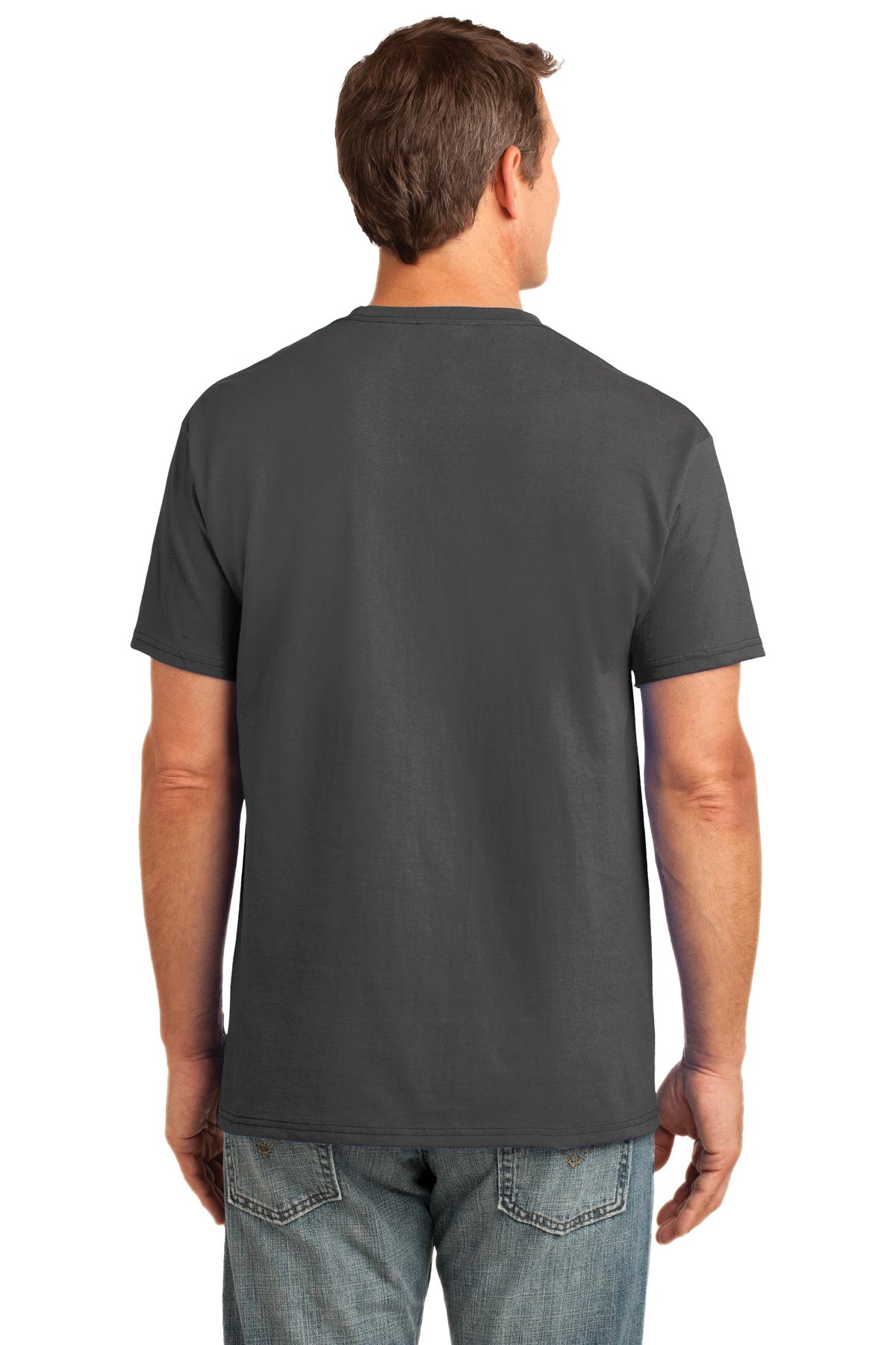 Custom Embroidered Port & Company Core Cotton Pocket Tee. PC54P,Charcoal