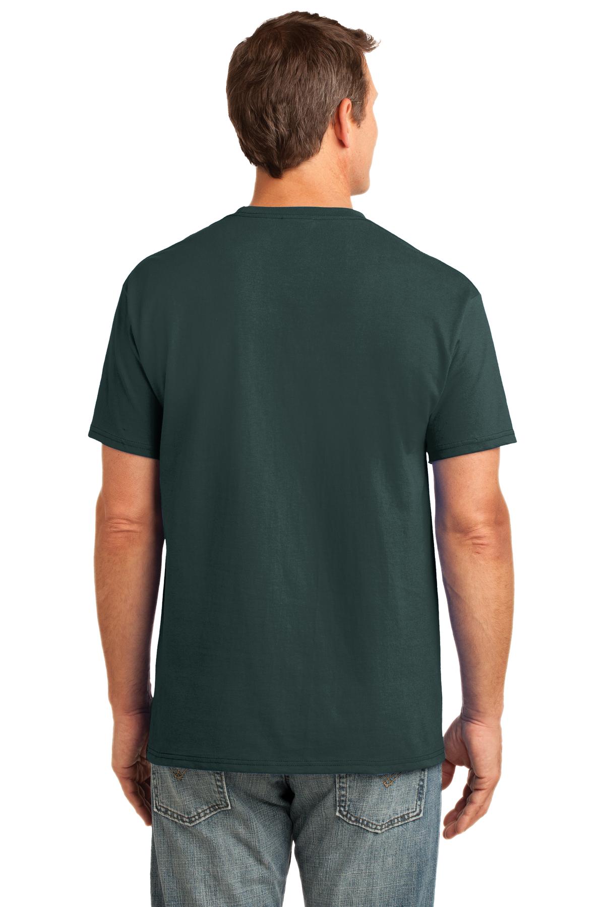 Custom Embroidered Port & Company Core Cotton Pocket Tee. PC54P,Dark Green