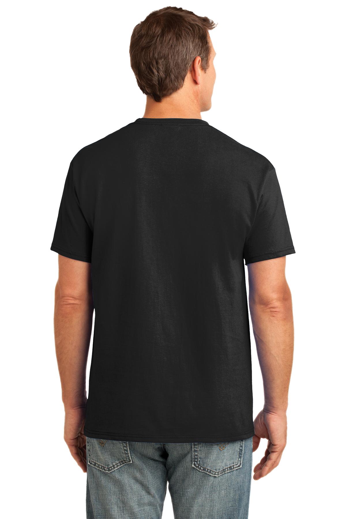 Custom Embroidered Port & Company Core Cotton Pocket Tee. PC54P,Jet Black