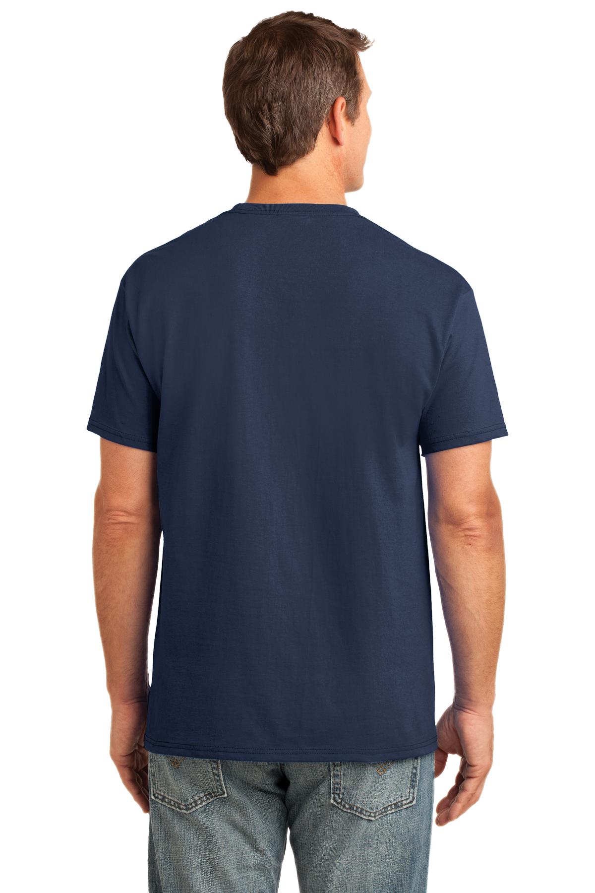 Custom Embroidered Port & Company Core Cotton Pocket Tee. PC54P,Navy