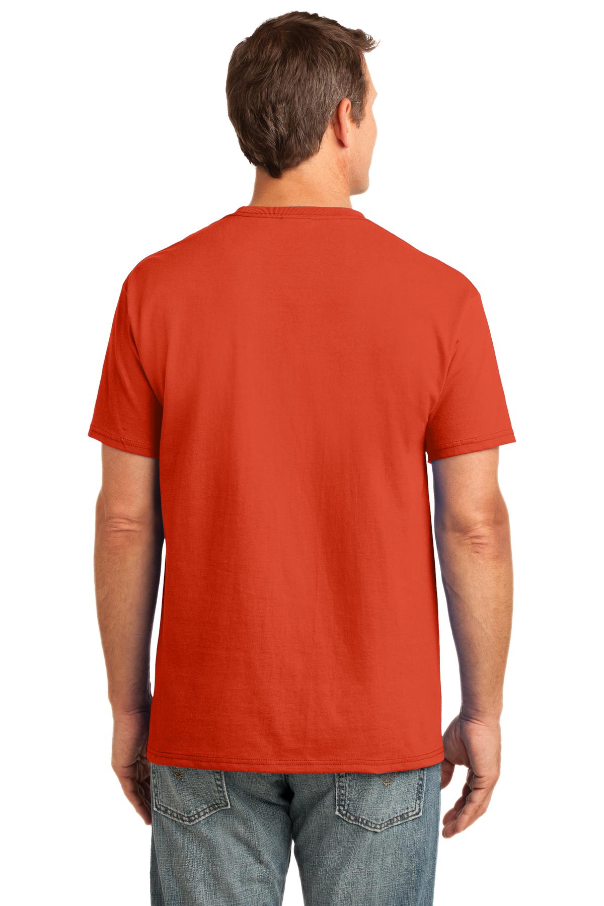Custom Embroidered Port & Company Core Cotton Pocket Tee. PC54P,Orange