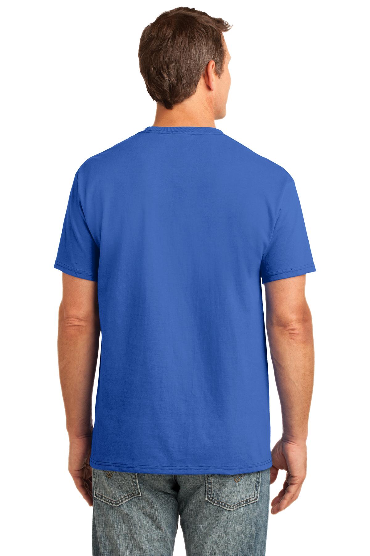 Custom Embroidered Port & Company Core Cotton Pocket Tee. PC54P,Royal