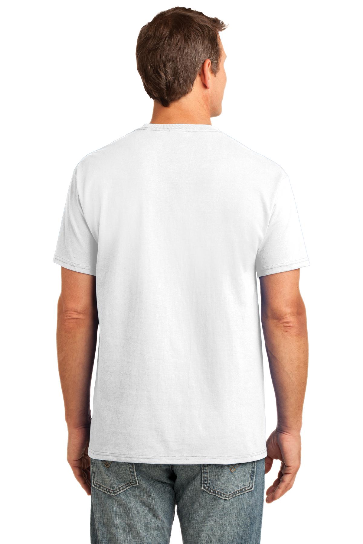 Custom Embroidered Port & Company Core Cotton Pocket Tee. PC54P,White