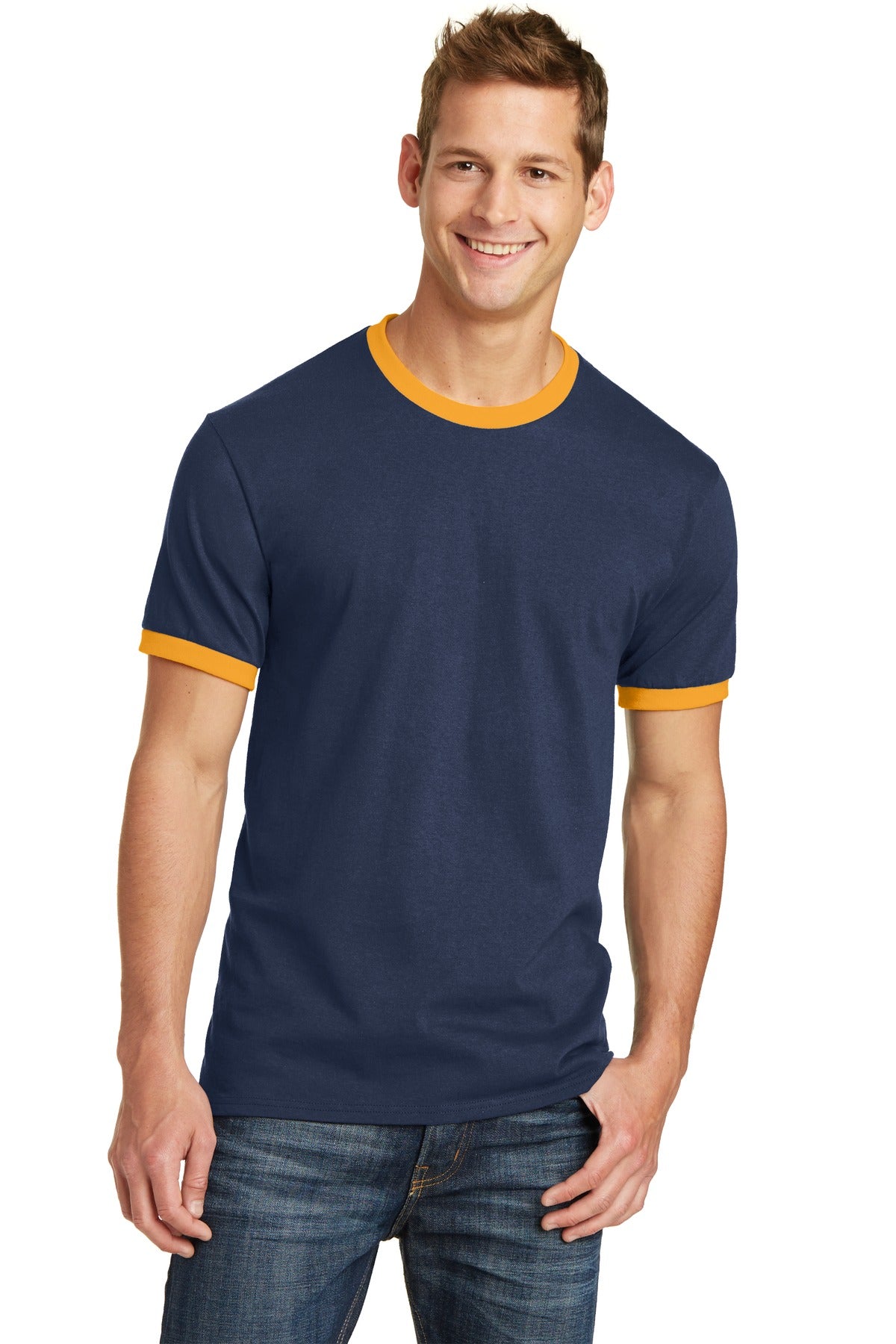 Port & Company Core Cotton Ringer Tee. PC54R