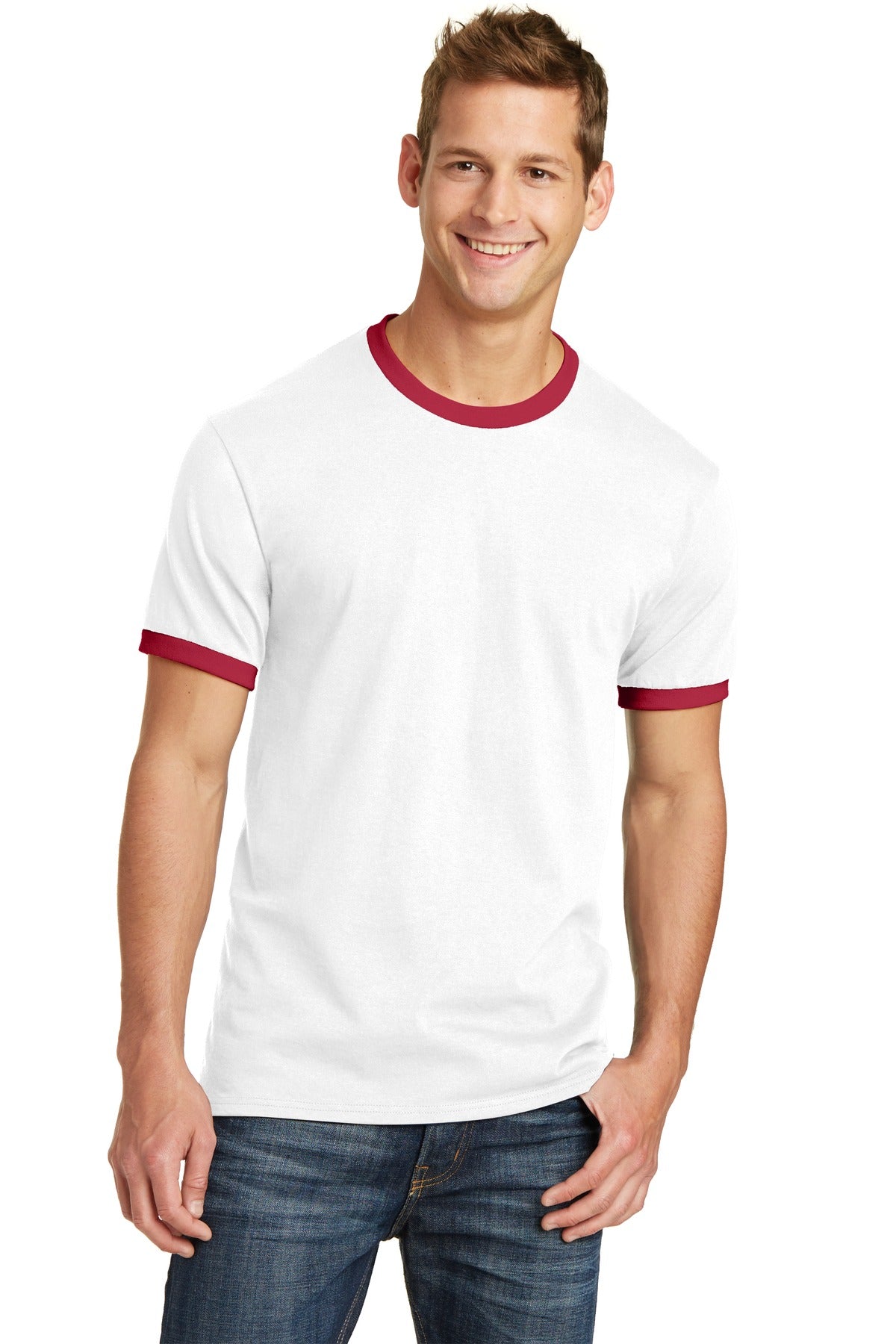 Port & Company Core Cotton Ringer Tee. PC54R