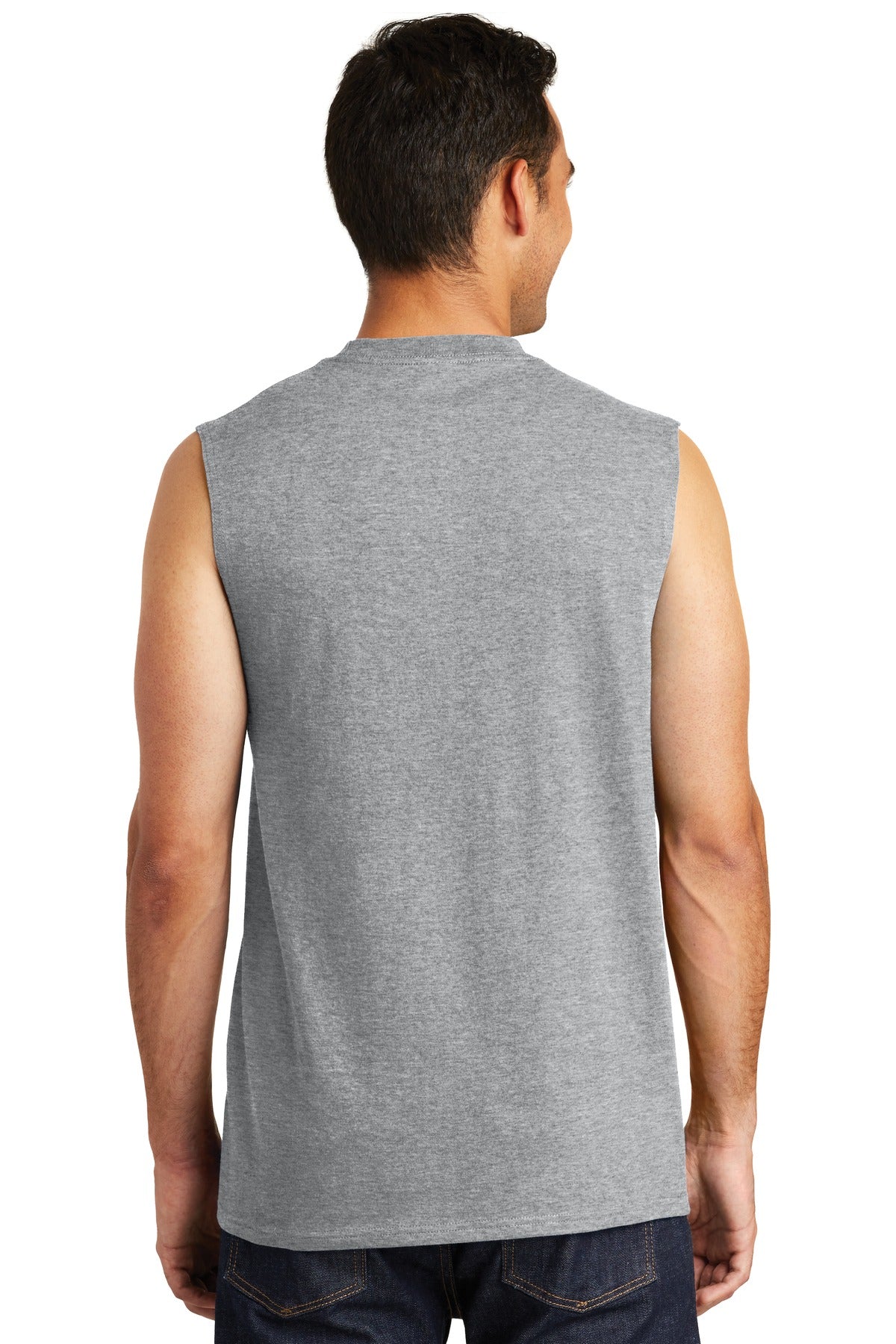 Custom Embroidered Port & Company Core Cotton Sleeveless Tee. PC54SL,Athletic Heather