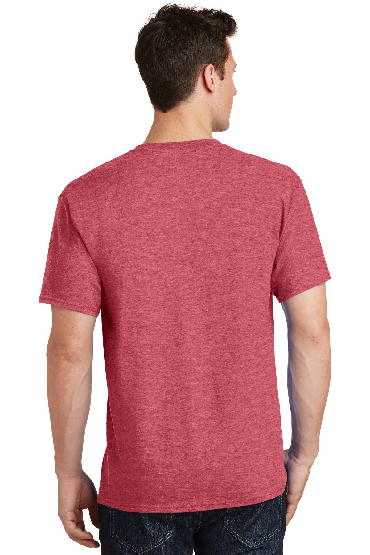 Custom Embroidered Port & Company Tall Core Cotton Tee PC54T,Heather Red