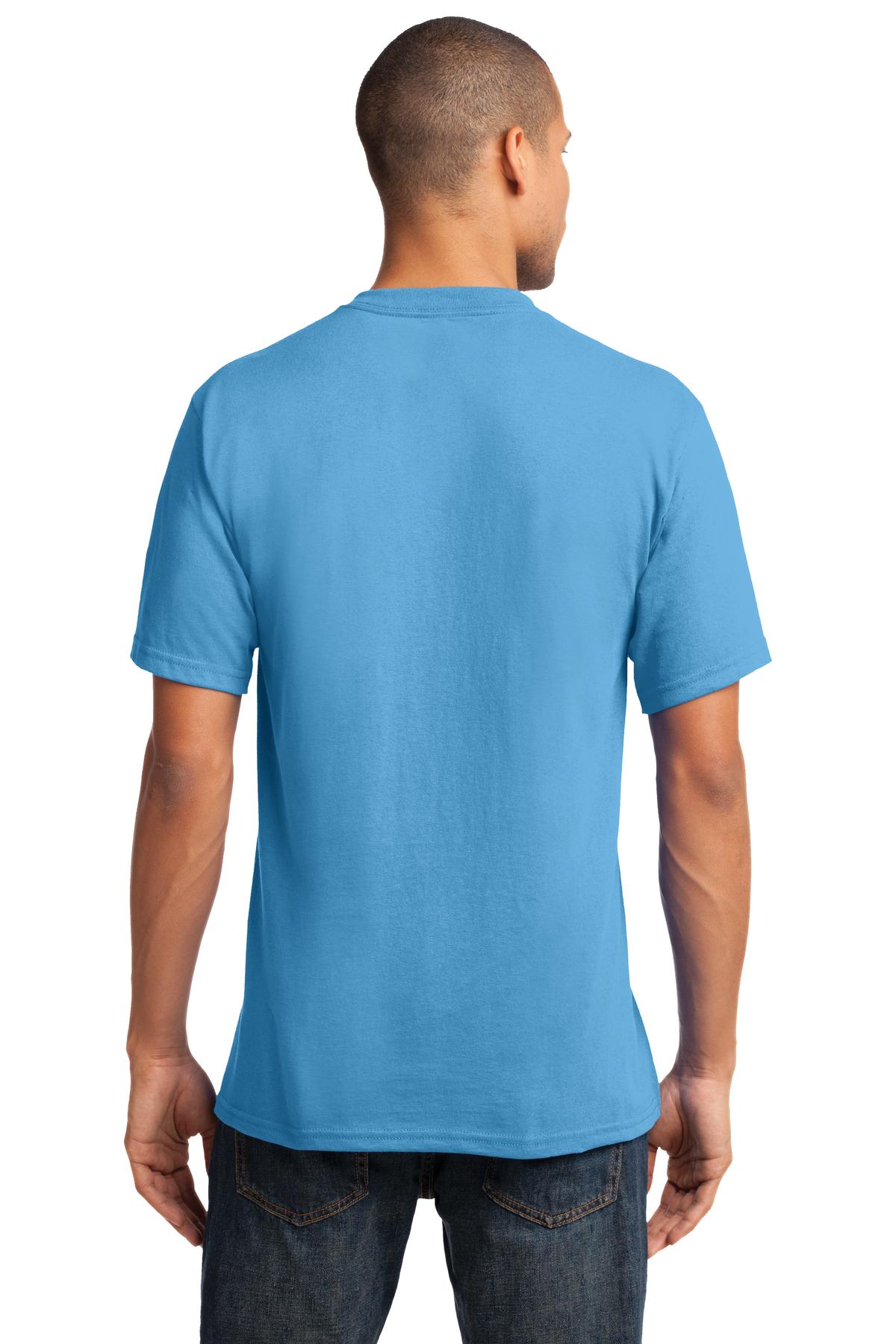 Custom Embroidered Port & Company Core Cotton V-Neck Tee. PC54V,Aquatic Blue
