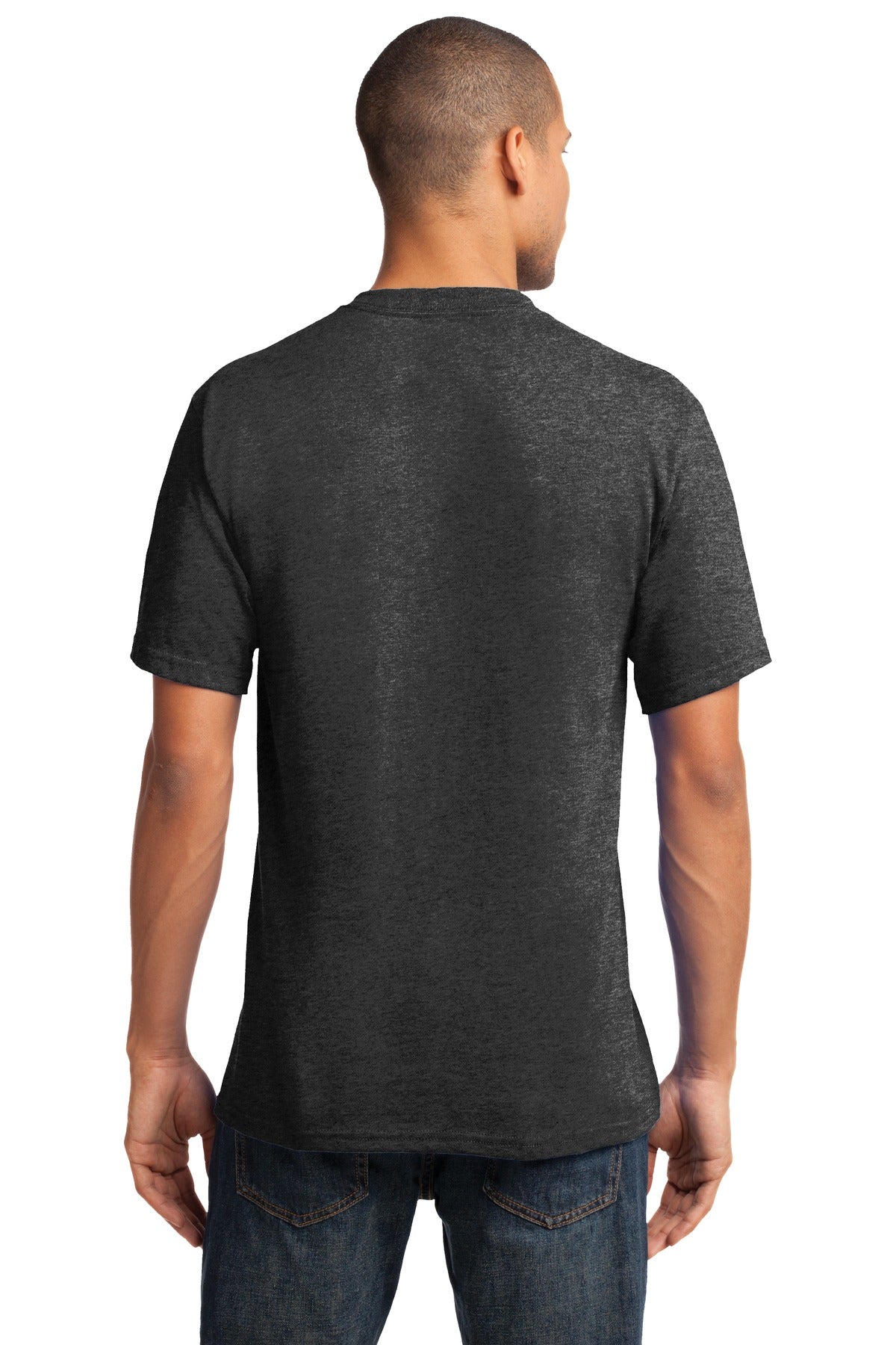 Custom Embroidered Port & Company Core Cotton V-Neck Tee. PC54V,Dark Heather Grey