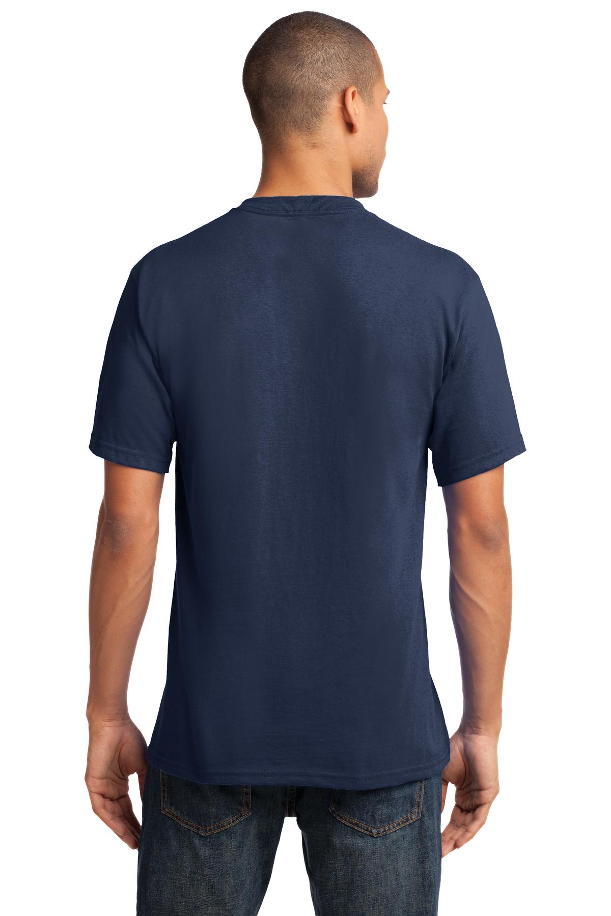 Custom Embroidered Port & Company Core Cotton V-Neck Tee. PC54V,Navy
