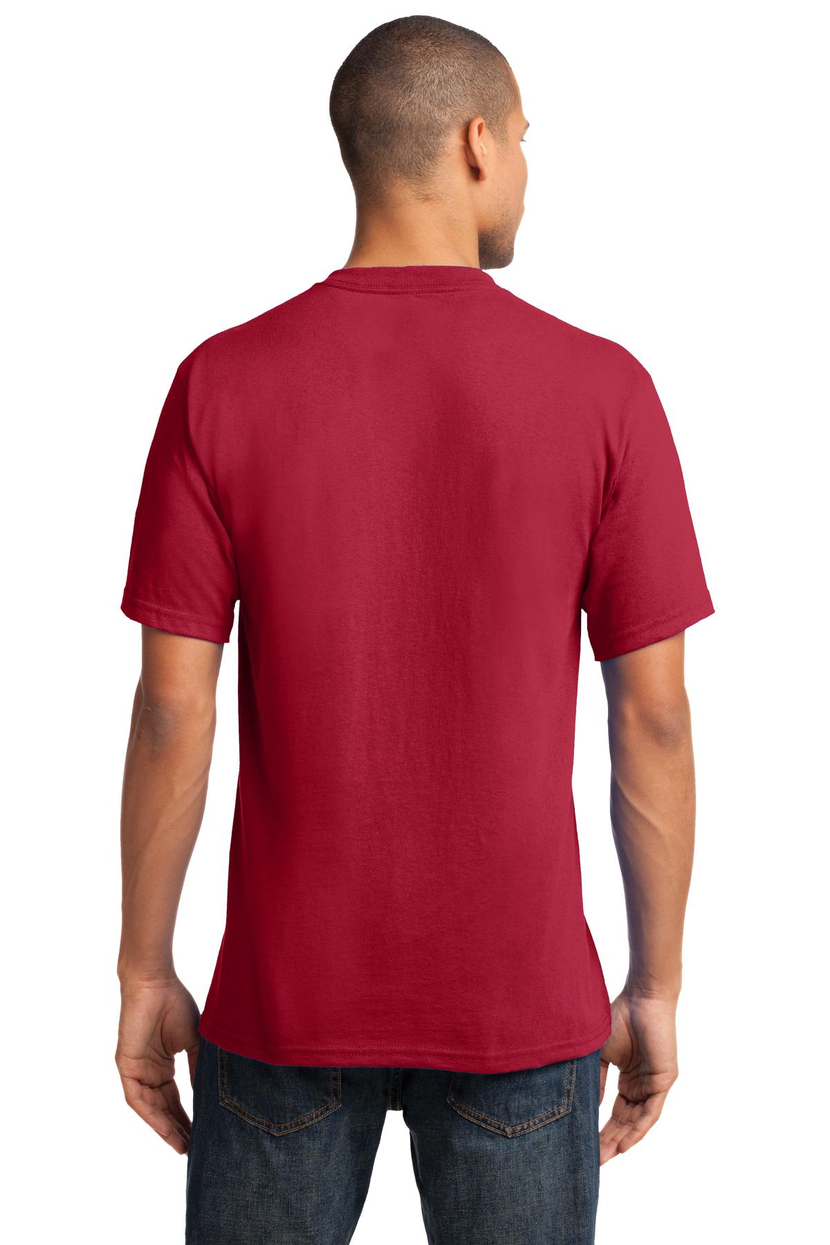 Custom Embroidered Port & Company Core Cotton V-Neck Tee. PC54V,Red
