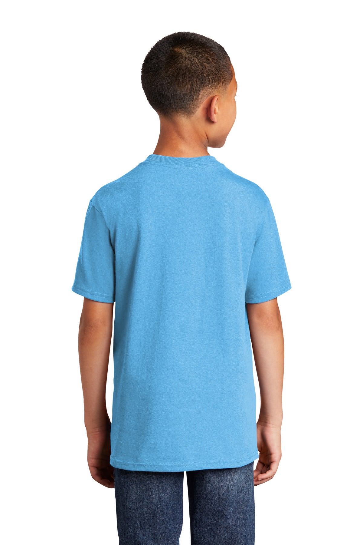 Custom Embroidered Port & Company Youth Core Cotton DTG Tee PC54YDTG,Aquatic Blue