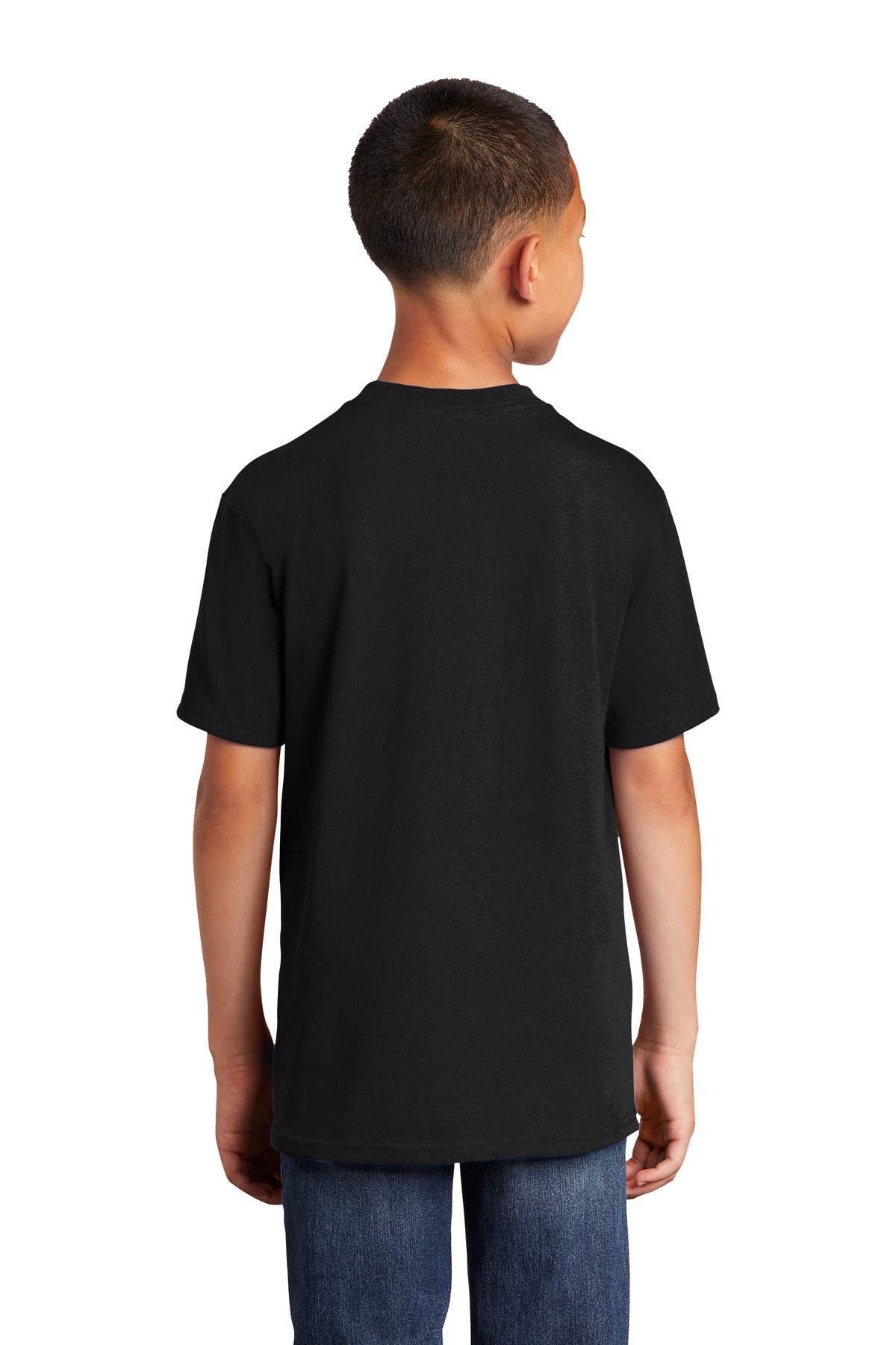 Custom Embroidered Port & Company Youth Core Cotton DTG Tee PC54YDTG,Jet Black