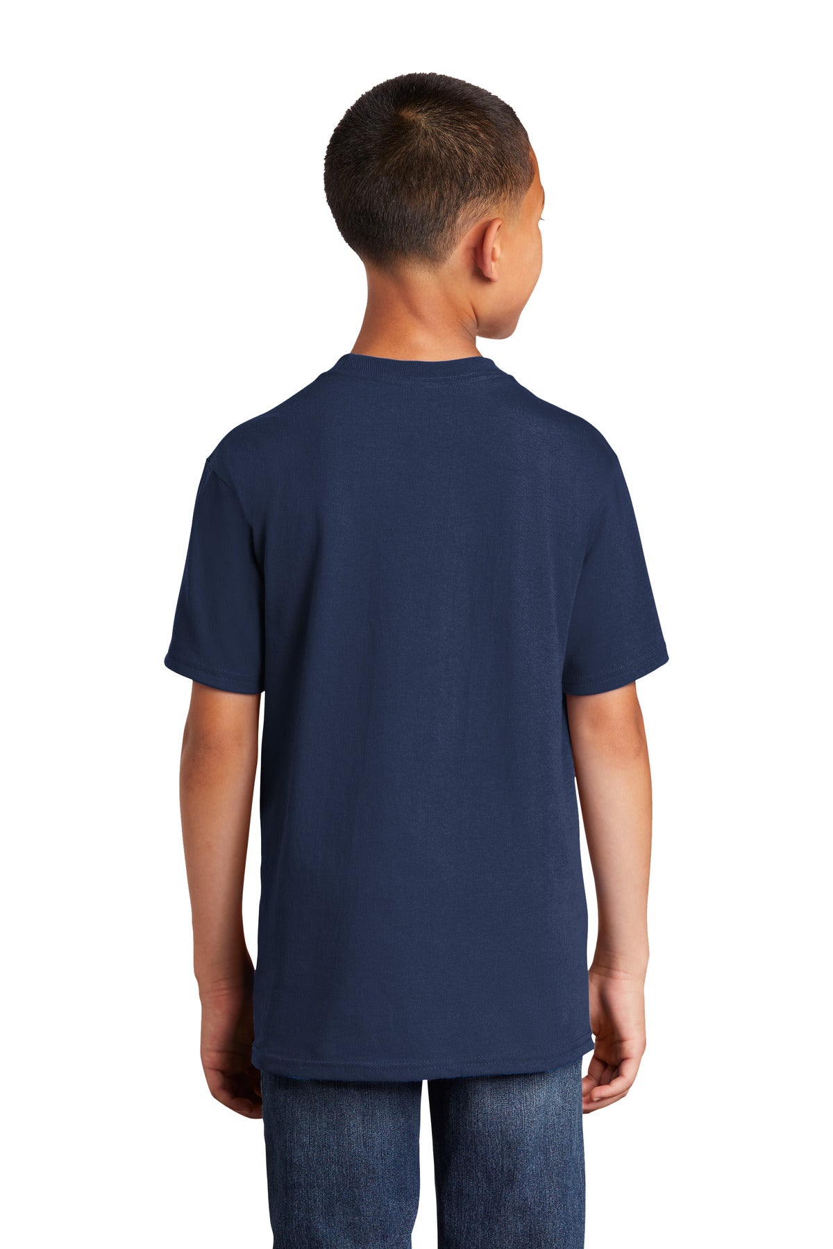 Custom Embroidered Port & Company Youth Core Cotton DTG Tee PC54YDTG,Navy
