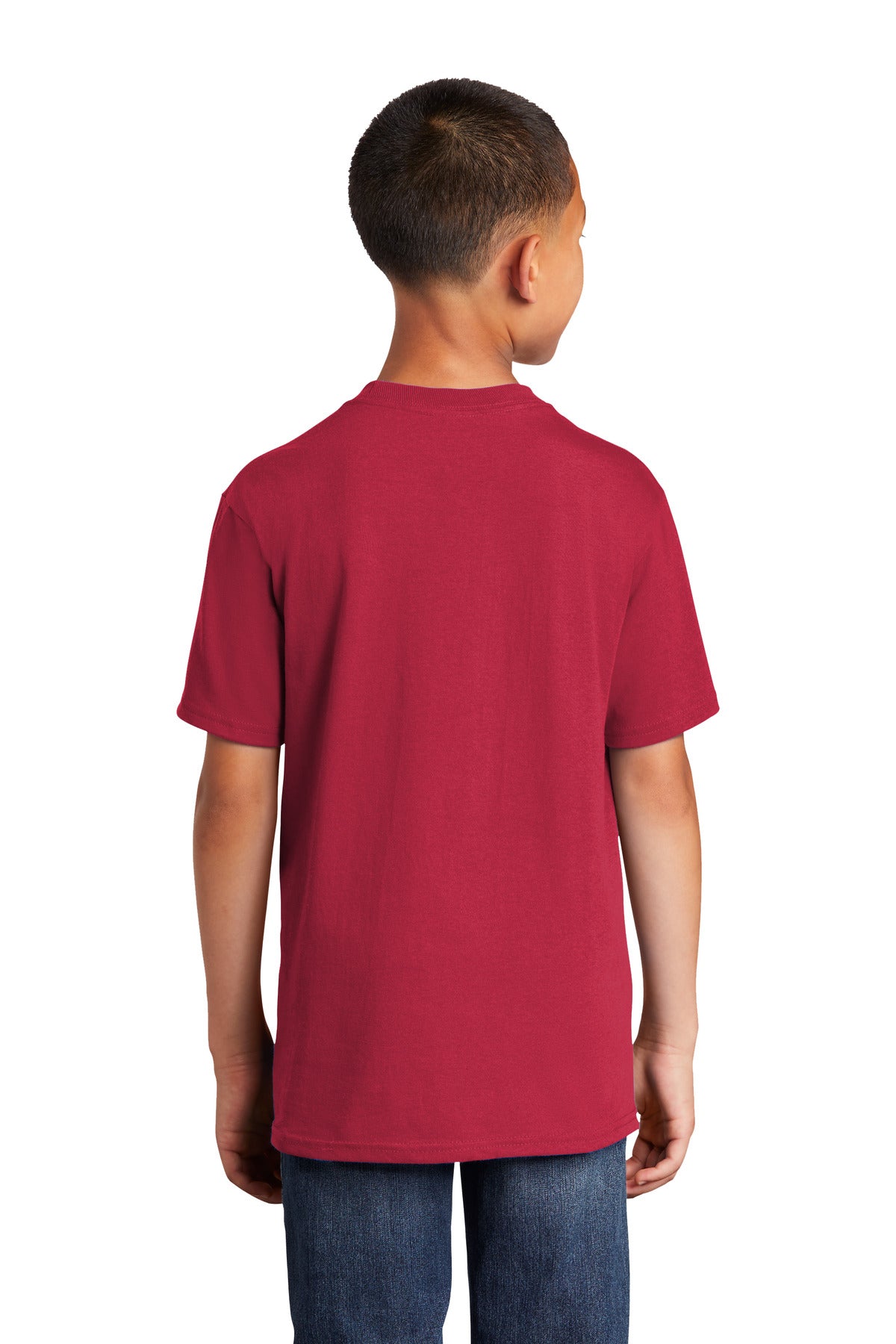 Custom Embroidered Port & Company Youth Core Cotton DTG Tee PC54YDTG,Red