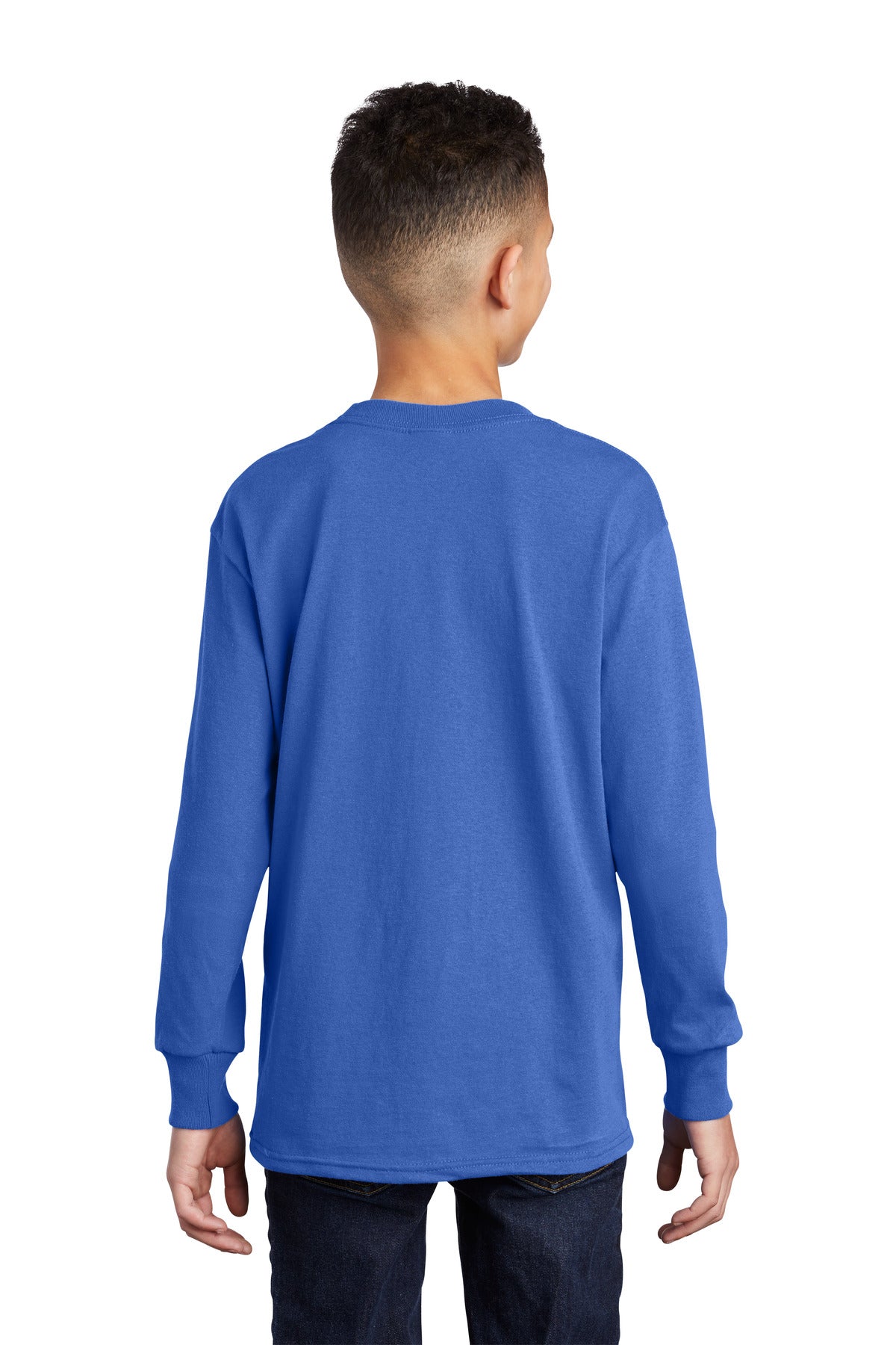 Custom Embroidered Port & Company Youth Long Sleeve Core Cotton Tee. PC54YLS,Royal
