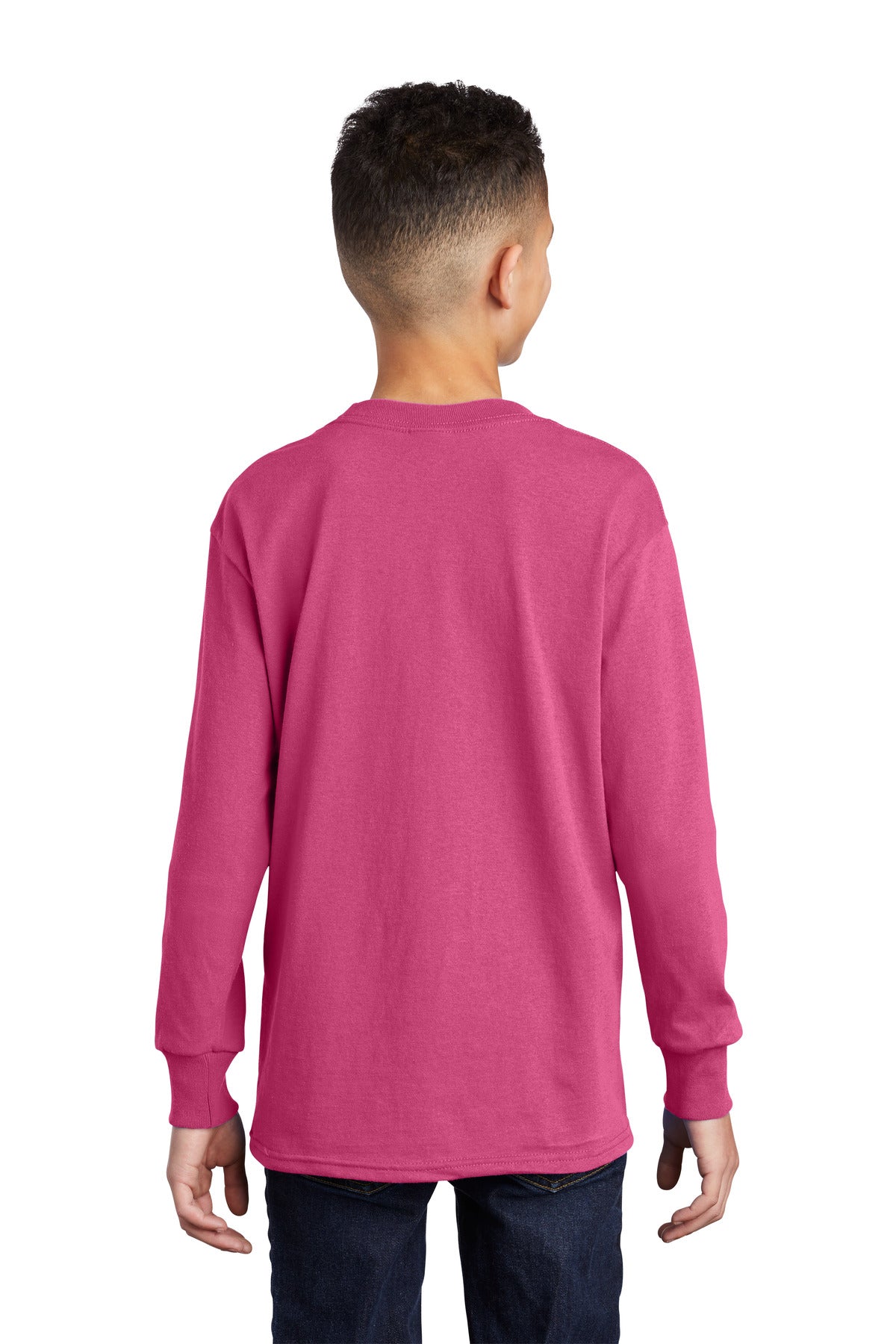 Custom Embroidered Port & Company Youth Long Sleeve Core Cotton Tee. PC54YLS,Sangria