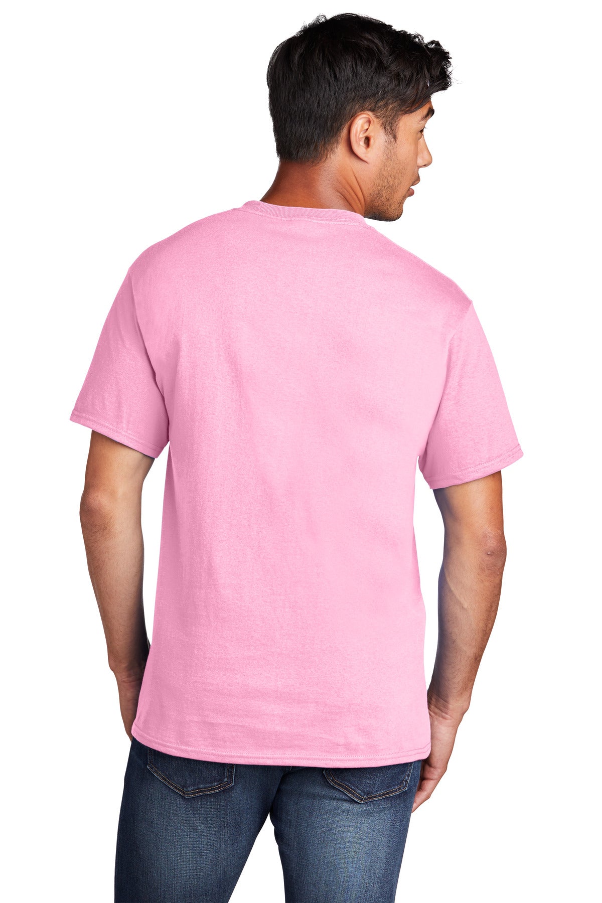 Custom Embroidered Port & Company - Core Cotton Tee. PC54,Candy Pink