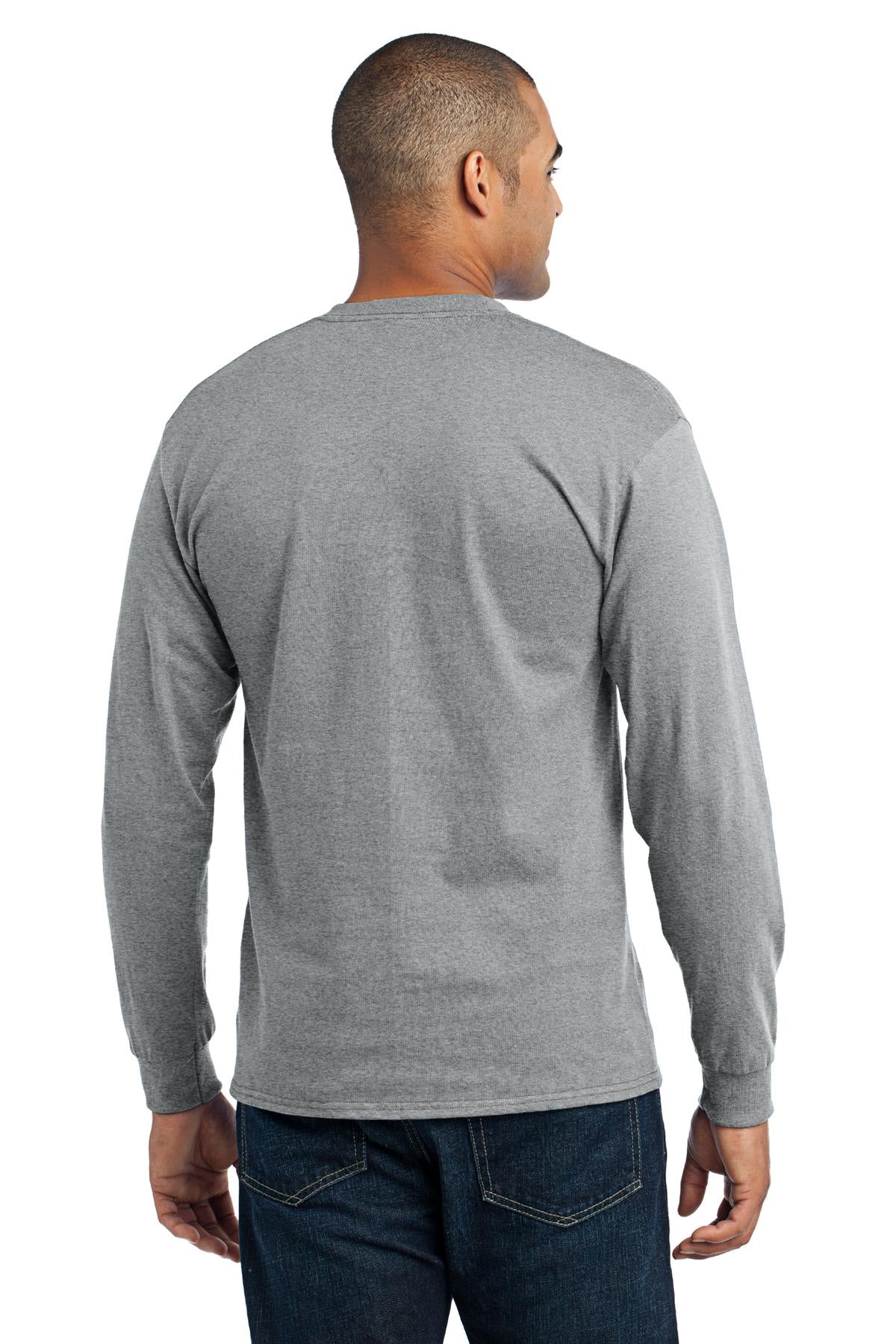 Custom Embroidered Port & Company Tall Long Sleeve Core Blend Tee. PC55LST,Athletic Heather