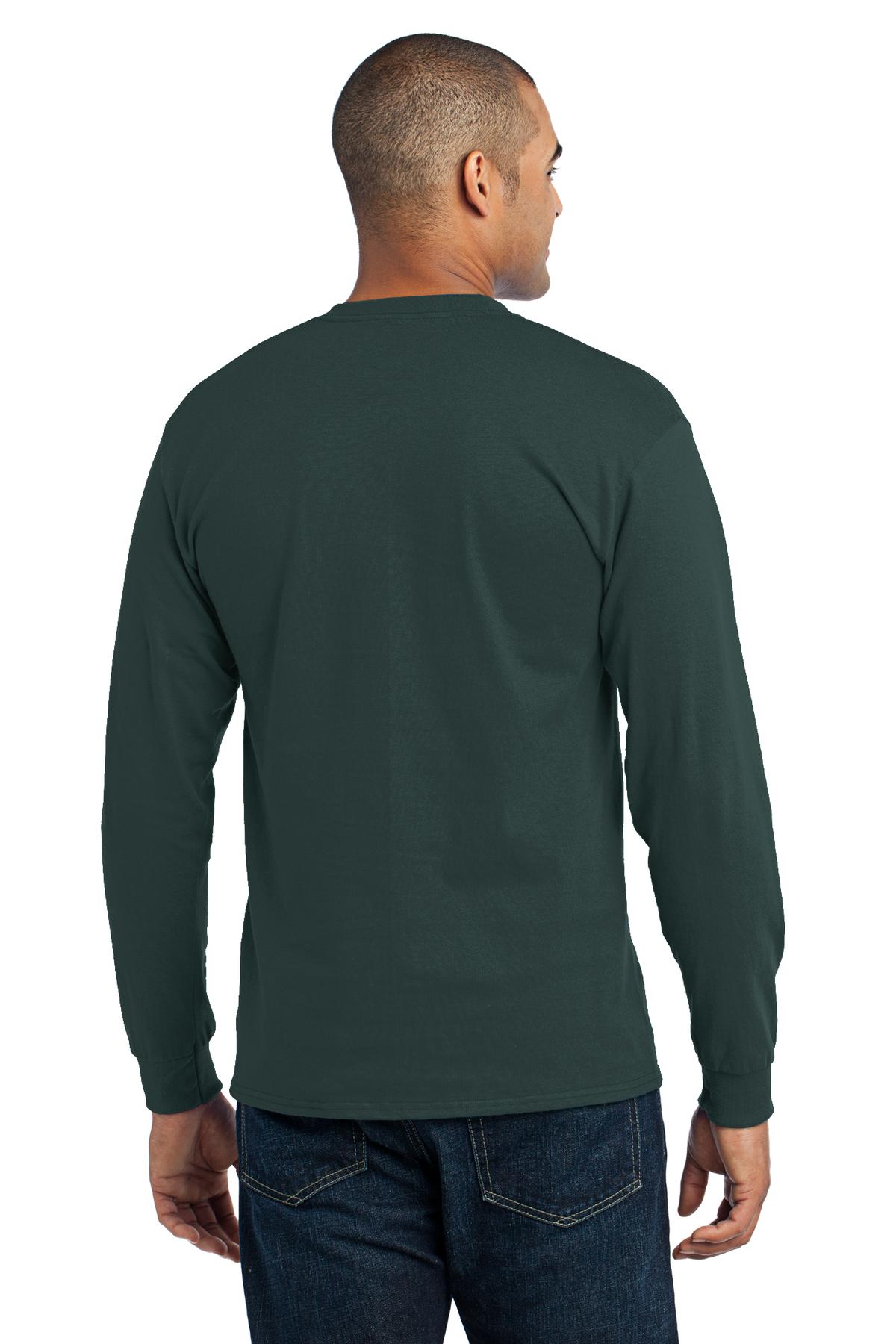 Custom Embroidered Port & Company Tall Long Sleeve Core Blend Tee. PC55LST,Dark Green
