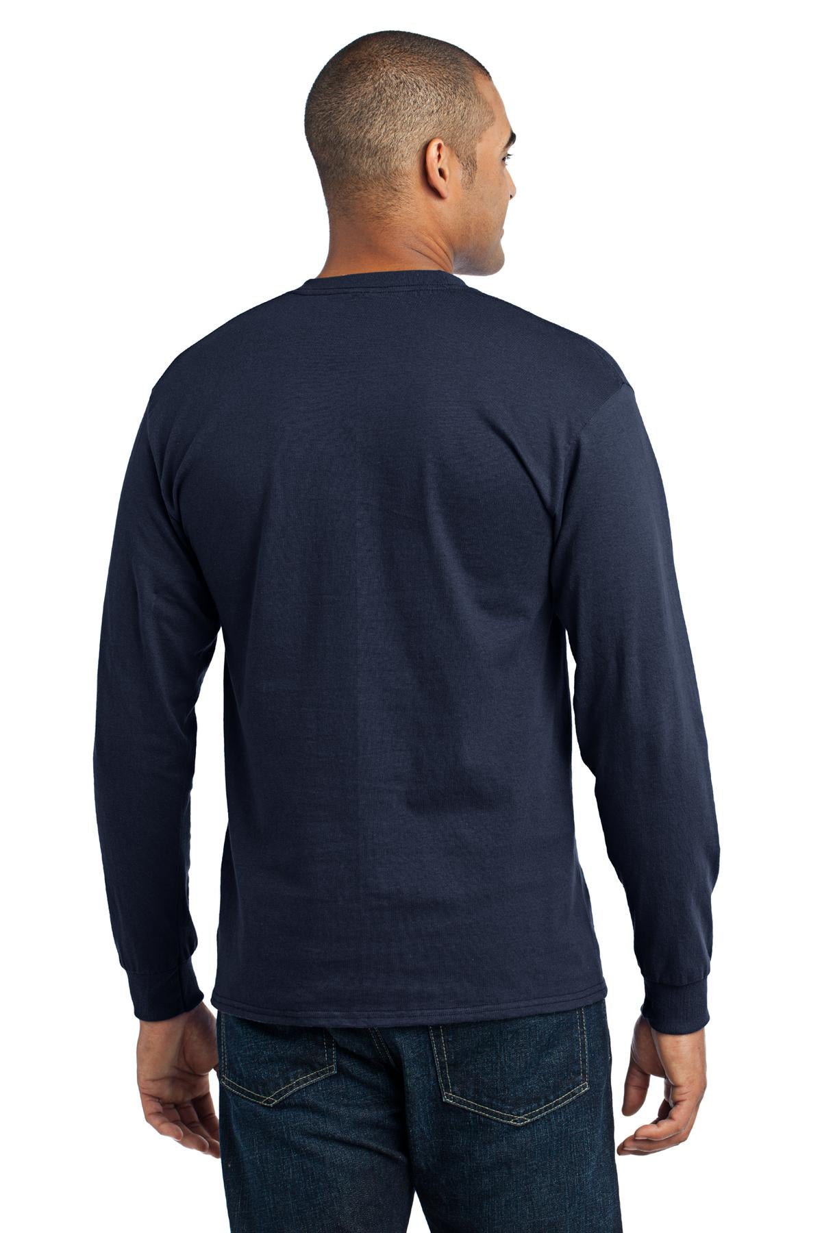 Custom Embroidered Port & Company Tall Long Sleeve Core Blend Tee. PC55LST,Navy