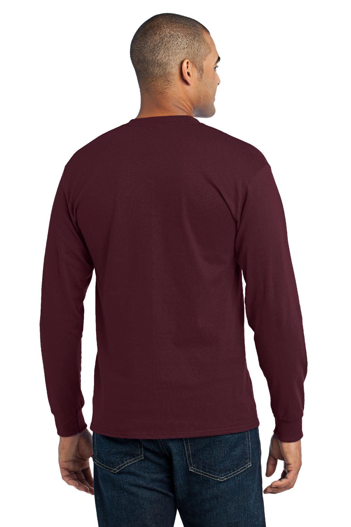 Custom Embroidered Port & Company Tall Long Sleeve Core Blend Tee. PC55LST,Athletic Maroon