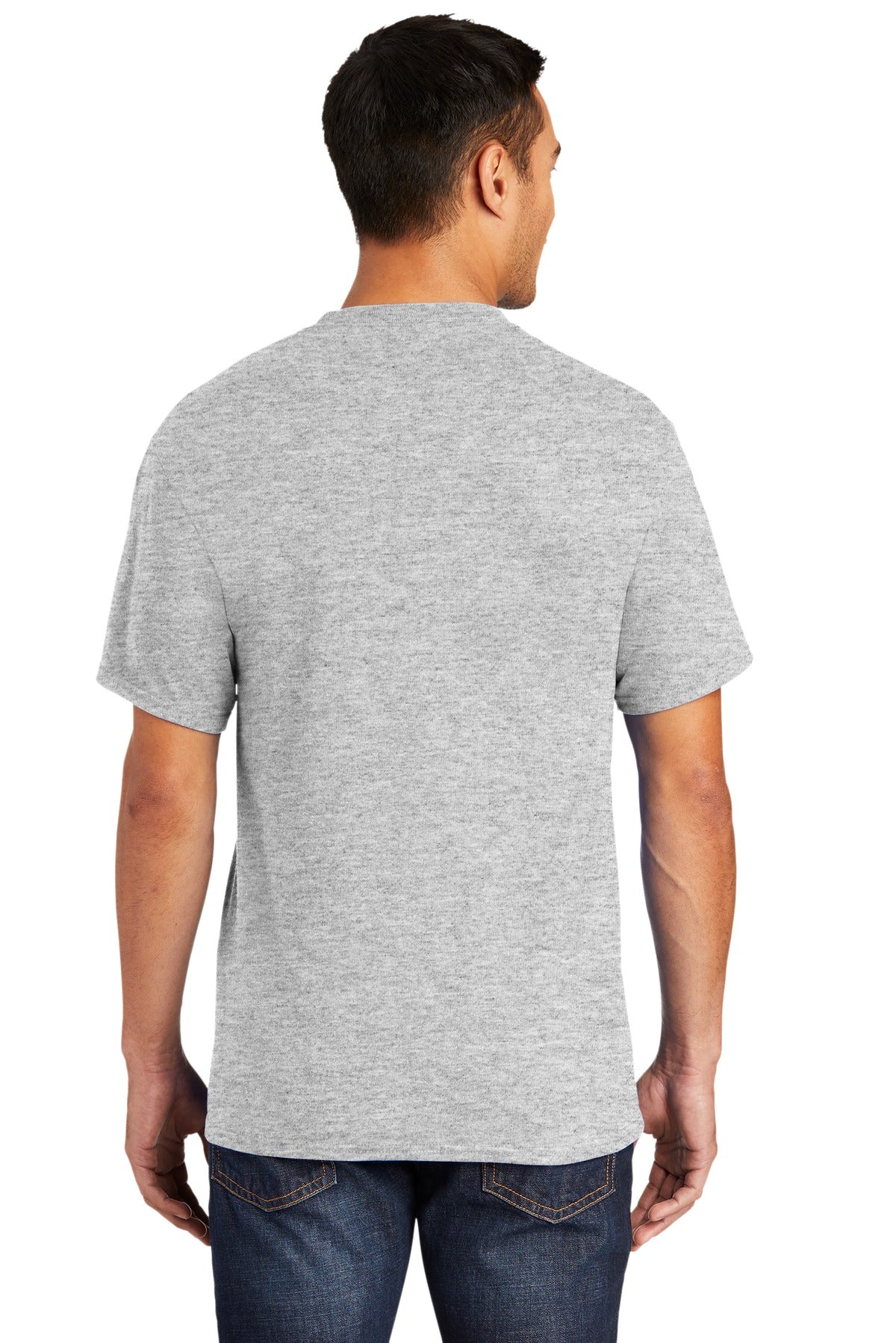 Custom Embroidered Port & Company Tall Core Blend Pocket Tee. PC55PT,Ash