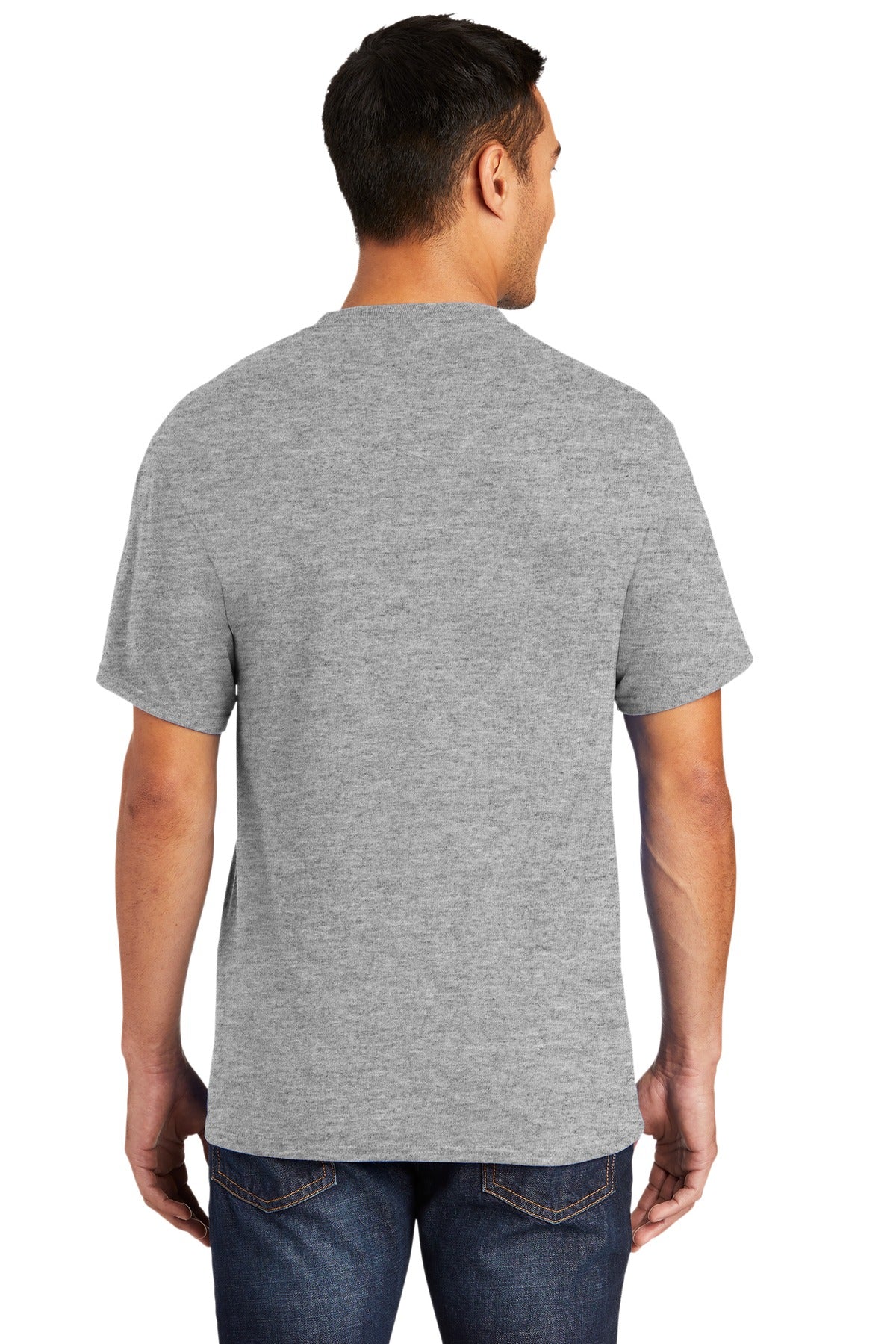 Custom Embroidered Port & Company Tall Core Blend Pocket Tee. PC55PT,Athletic Heather