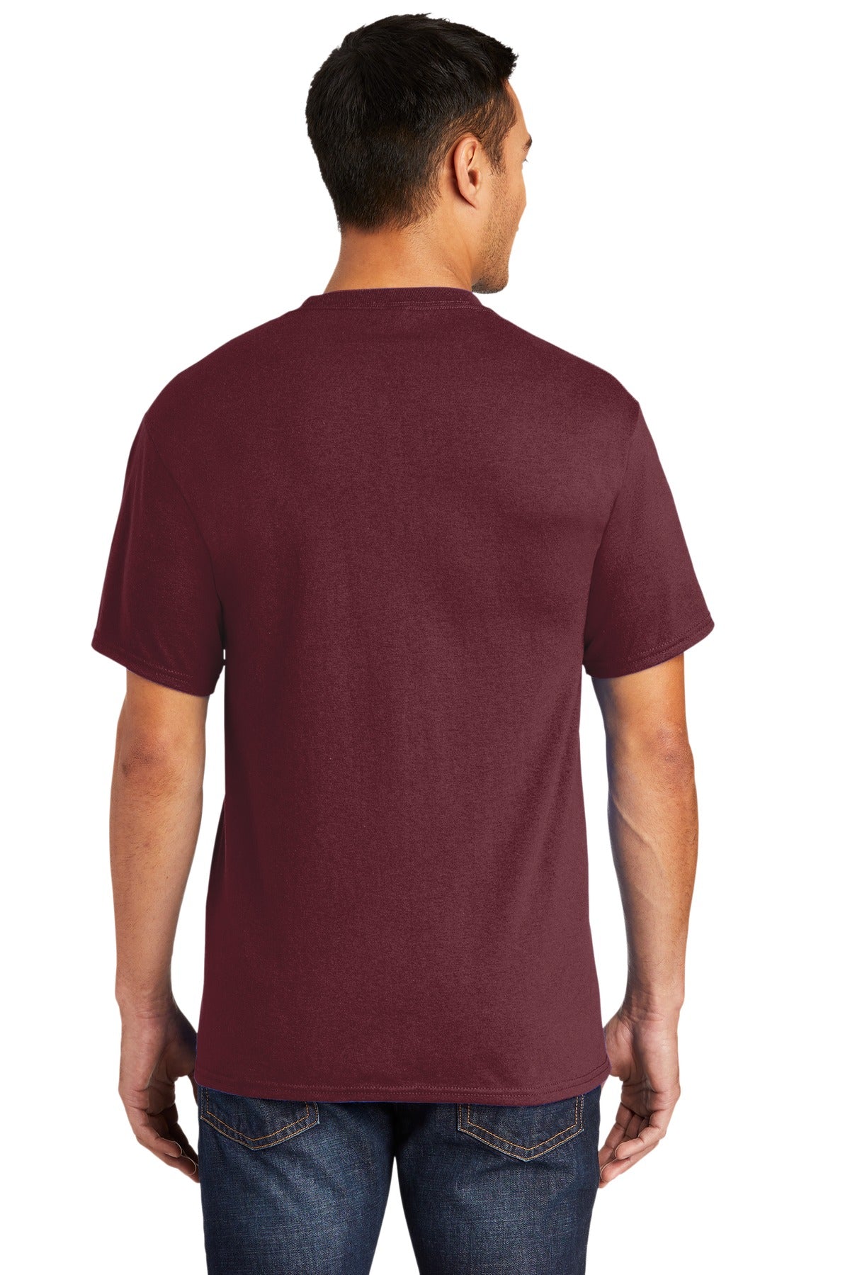 Custom Embroidered Port & Company Tall Core Blend Pocket Tee. PC55PT,Athletic Maroon