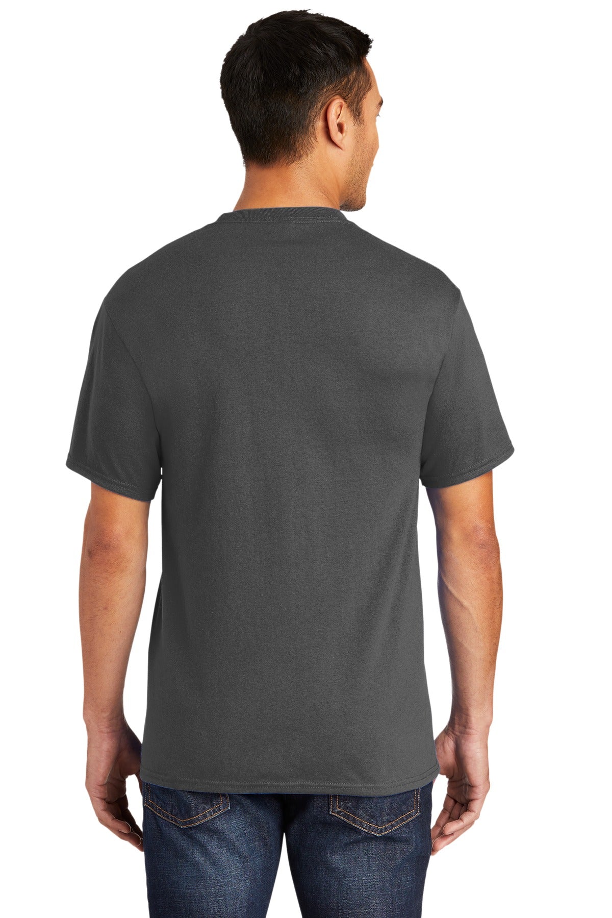 Custom Embroidered Port & Company Tall Core Blend Pocket Tee. PC55PT,Charcoal