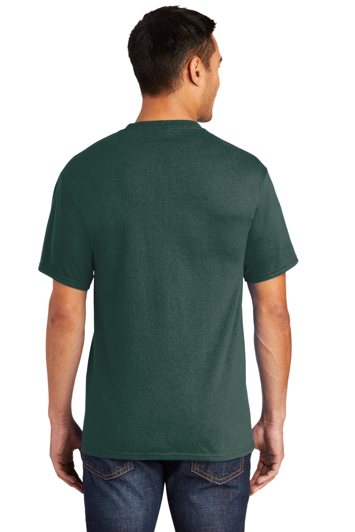 Custom Embroidered Port & Company Tall Core Blend Pocket Tee. PC55PT,Dark Green