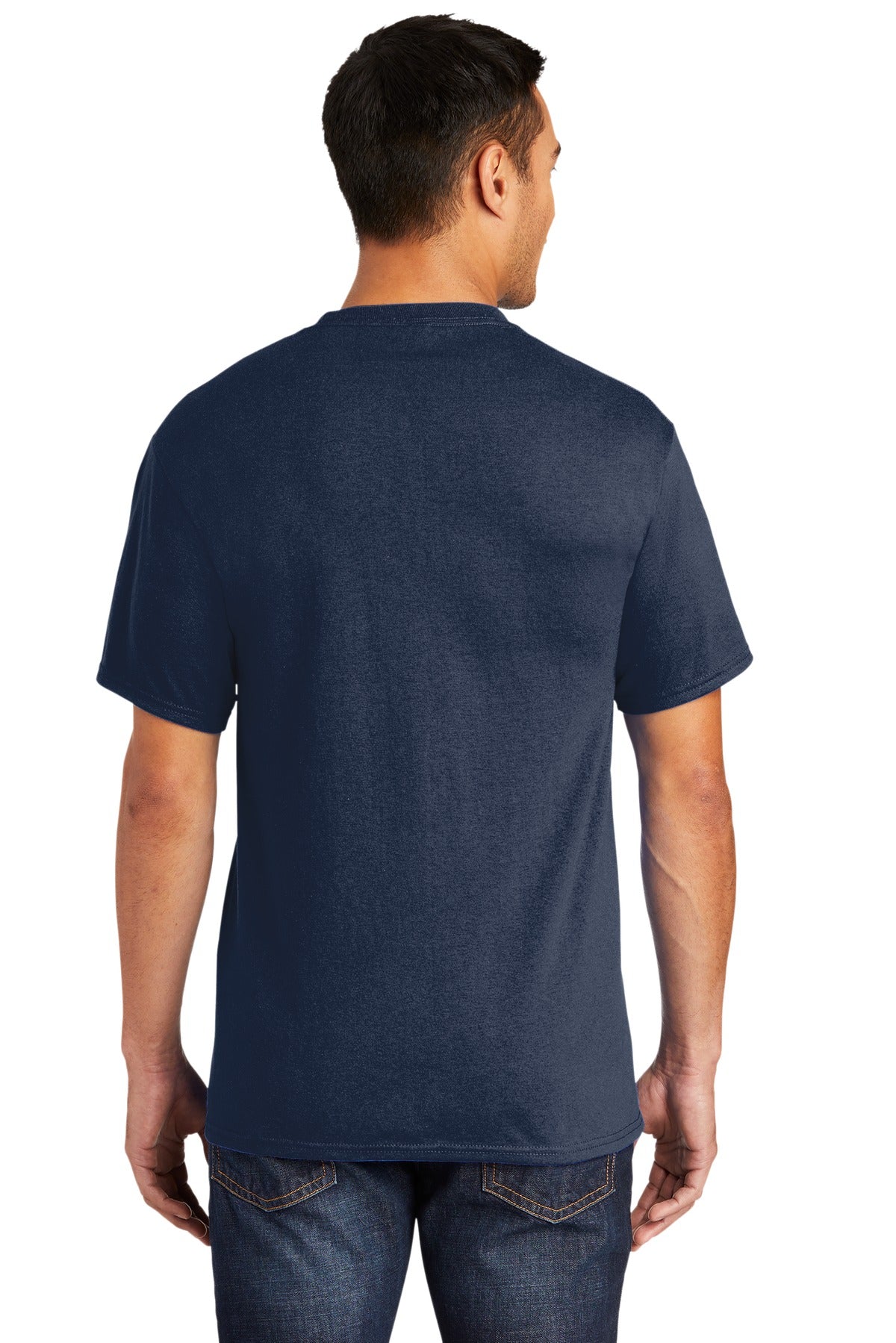 Custom Embroidered Port & Company Tall Core Blend Pocket Tee. PC55PT,Navy