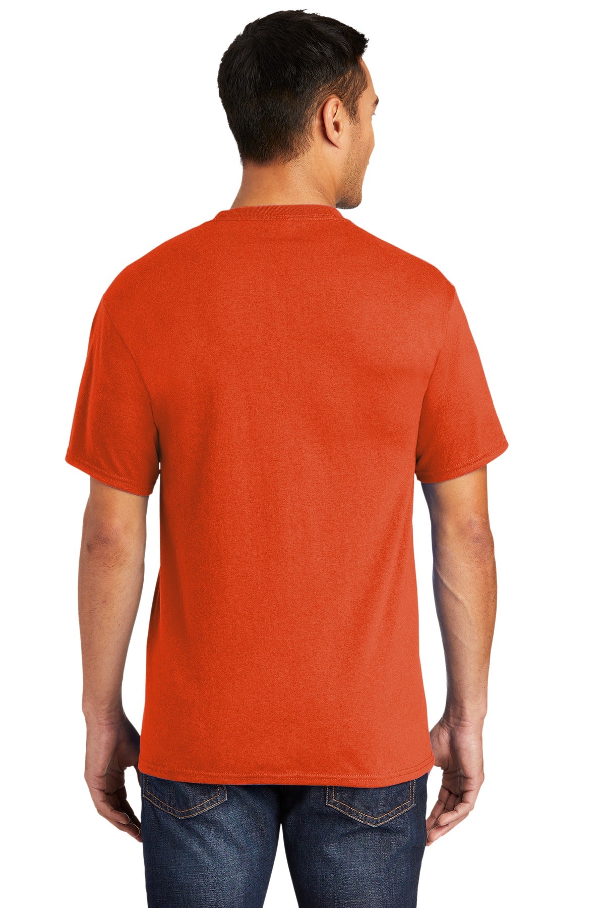 Custom Embroidered Port & Company Tall Core Blend Pocket Tee. PC55PT,Orange