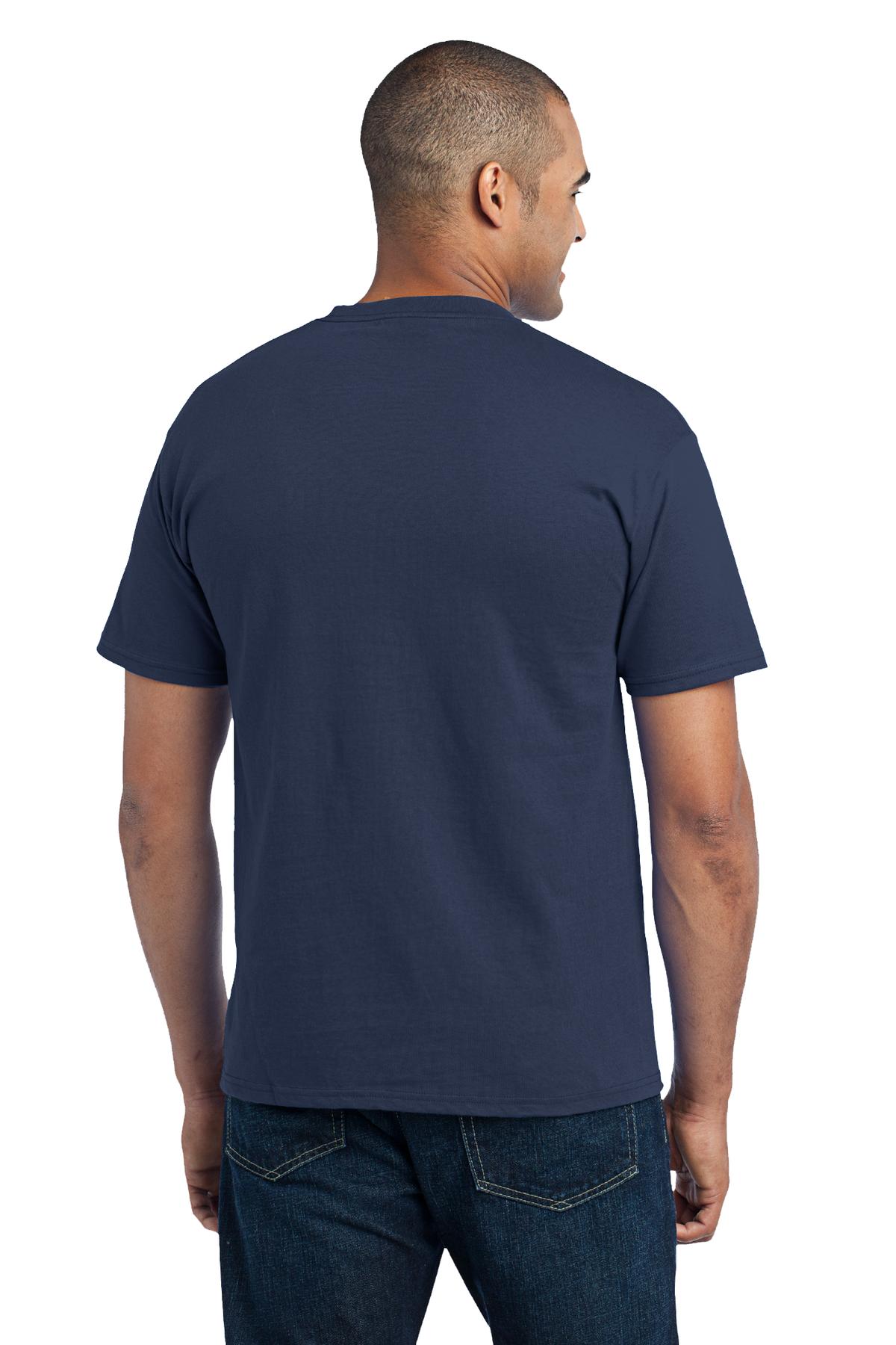 Custom Embroidered Port & Company - Core Blend Pocket Tee. PC55P,Navy
