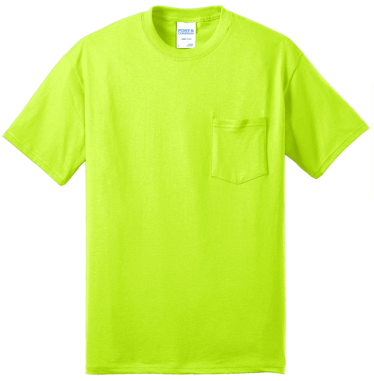 Port & Company - Core Blend Pocket Tee. PC55P Safety Green