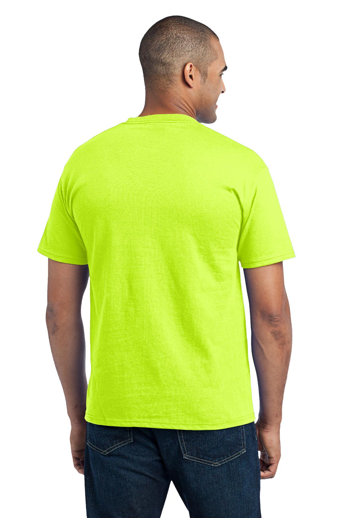 Custom Embroidered Port & Company - Core Blend Pocket Tee. PC55P,Safety Green