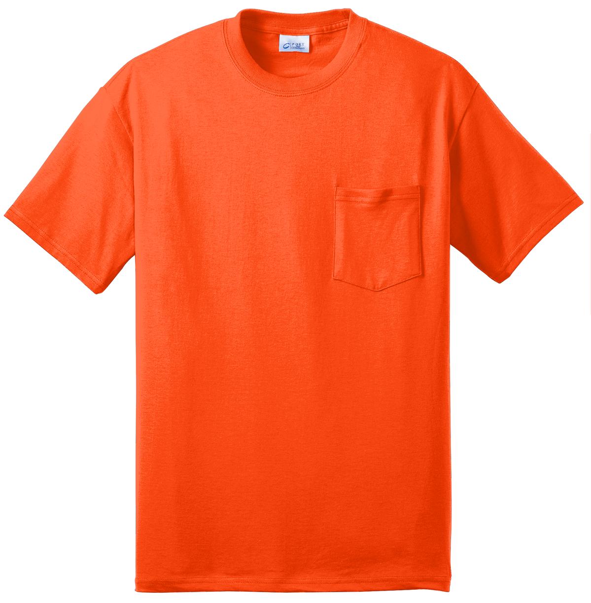 Port & Company - Core Blend Pocket Tee. PC55P Safety Orange