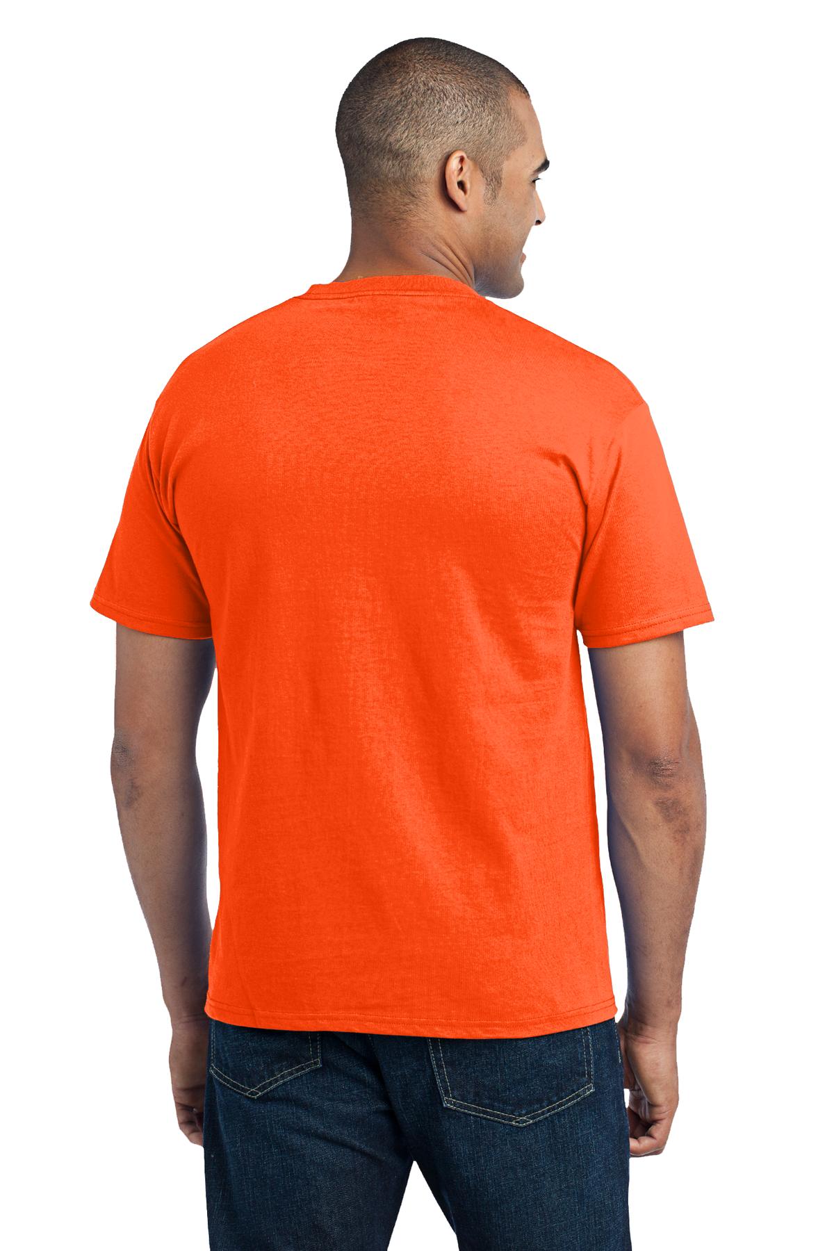 Custom Embroidered Port & Company - Core Blend Pocket Tee. PC55P,Safety Orange