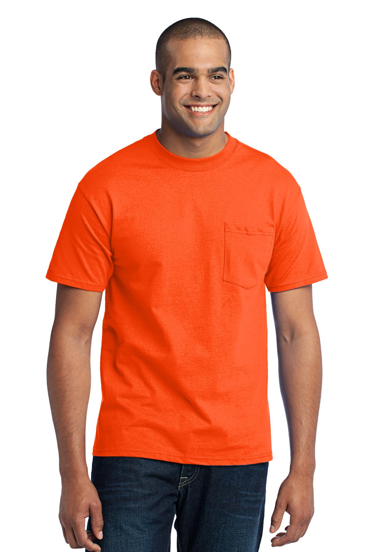 Port & Company - Core Blend Pocket Tee. PC55P Safety Orange