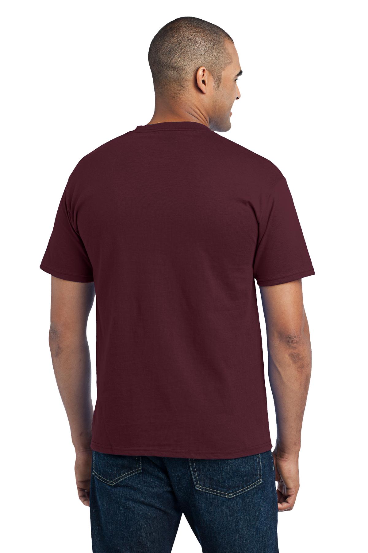 Custom Embroidered Port & Company - Core Blend Pocket Tee. PC55P,Athletic Maroon