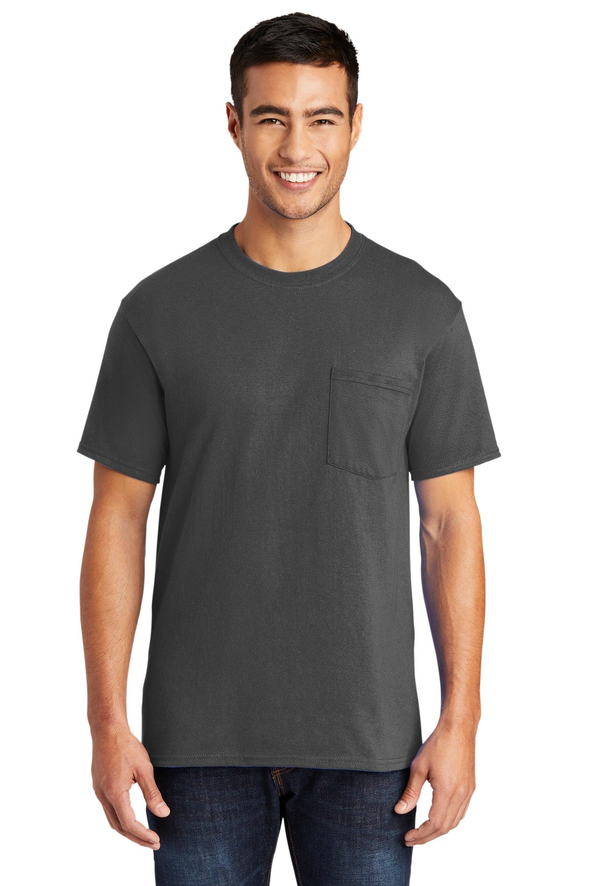Port & Company - Core Blend Pocket Tee. PC55P Charcoal