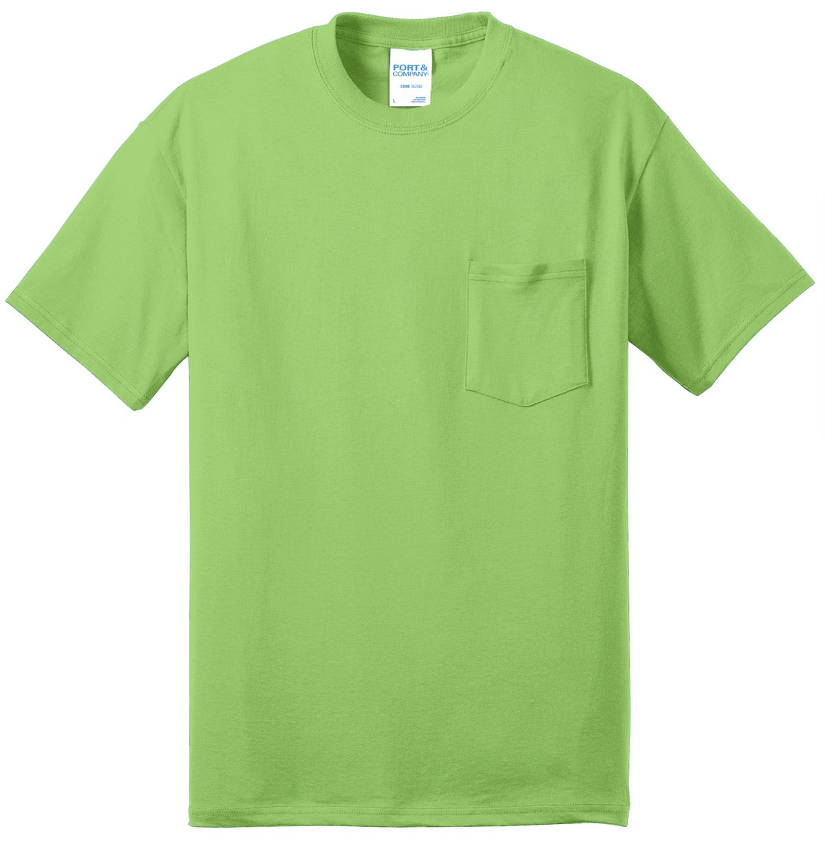 Port & Company - Core Blend Pocket Tee. PC55P Lime