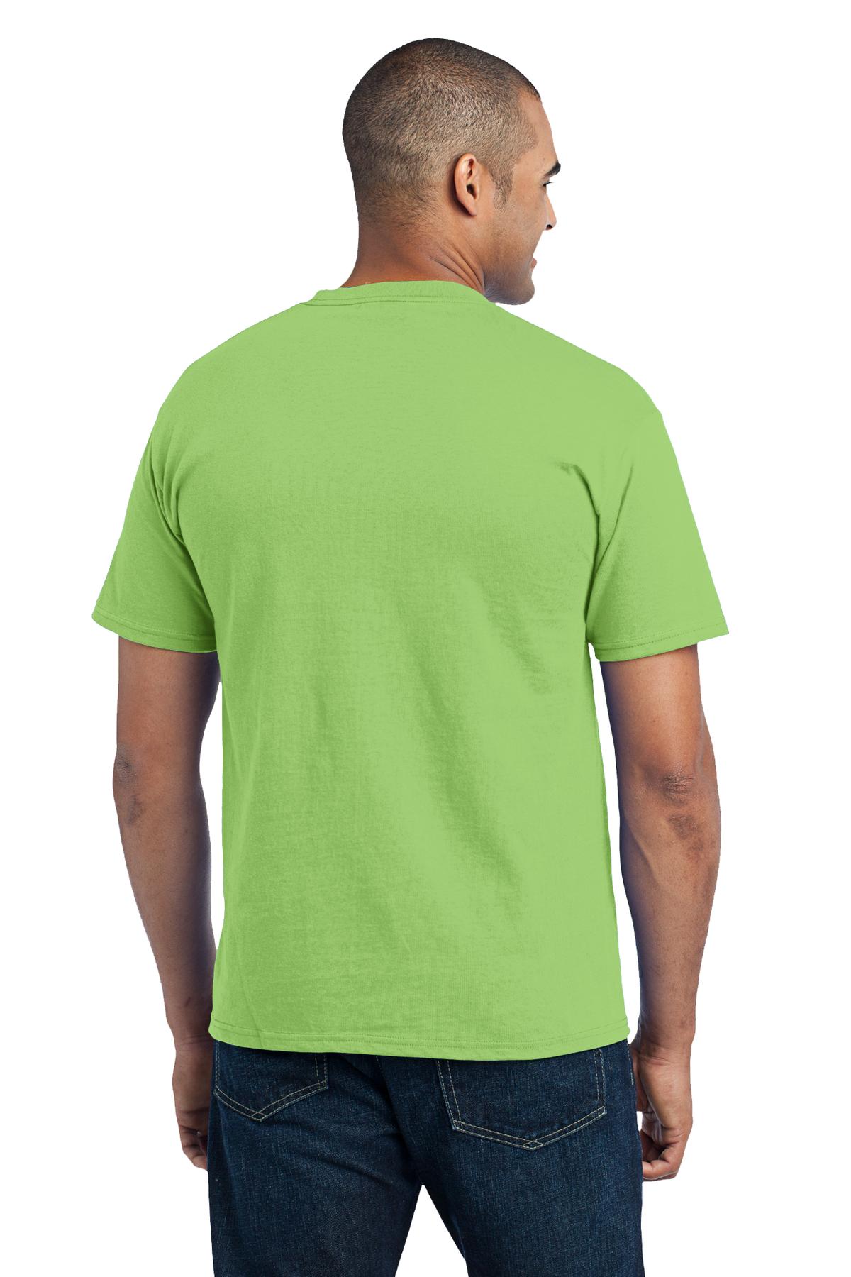 Custom Embroidered Port & Company - Core Blend Pocket Tee. PC55P,Lime
