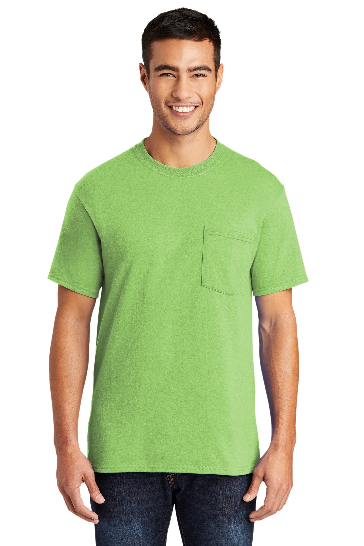 Port & Company - Core Blend Pocket Tee. PC55P Lime